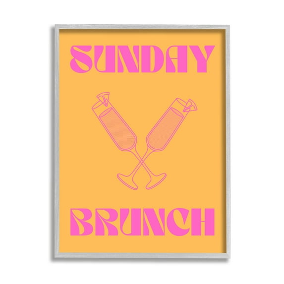 Stupell Industries Sunday Brunch Mimosas Food & Beverage Painting Gray Framed Art Print Wall Art, 16 x 20