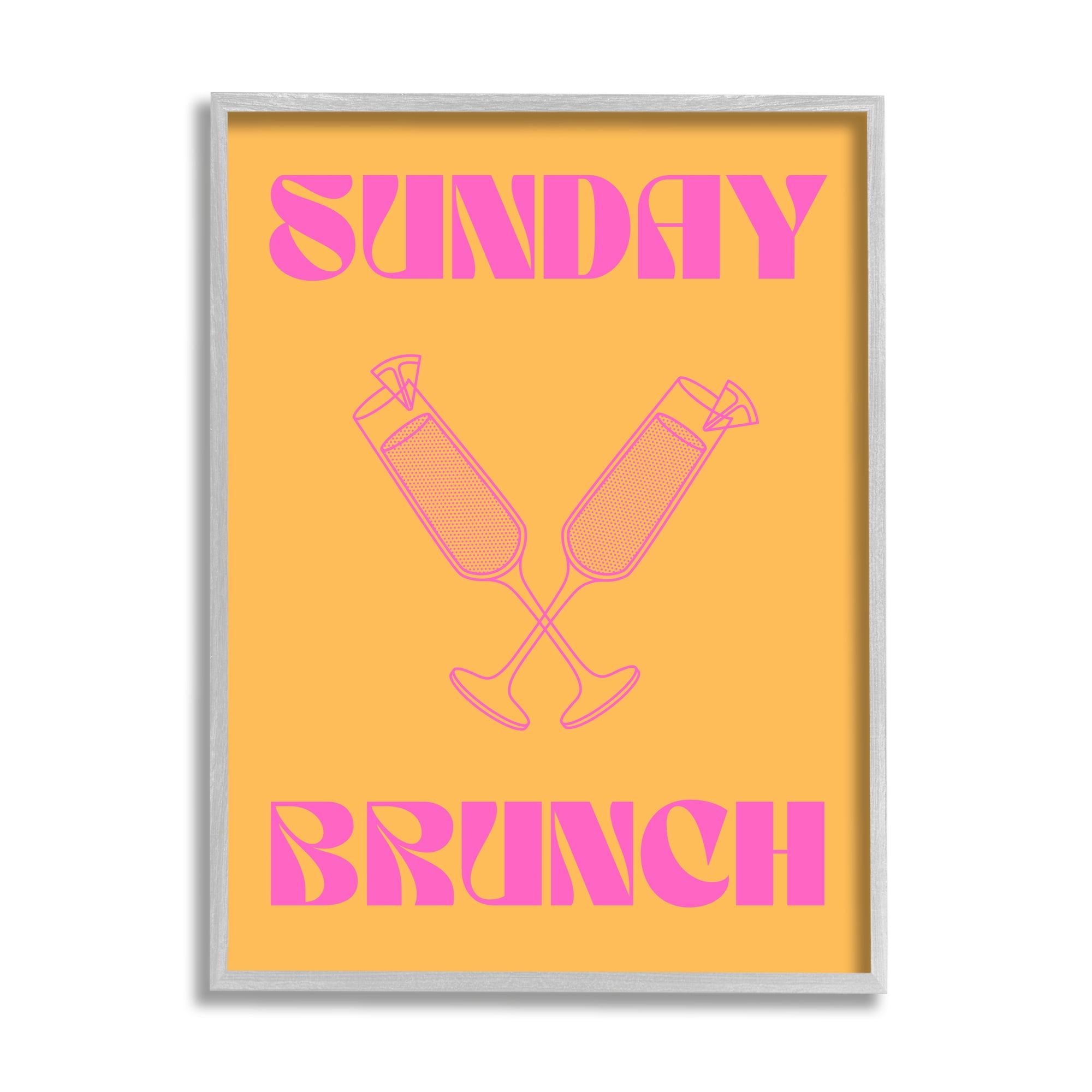Stupell Industries Sunday Brunch Mimosas Food & Beverage Painting Gray Framed Art Print Wall Art, 24 x 30