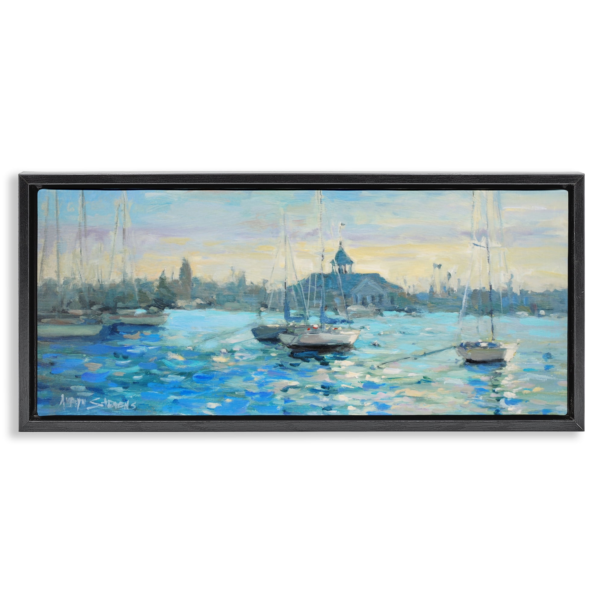 Stupell Industries Sunday On The Water Black Framed Floater Canvas Wall Art, design by Allayn Stevens