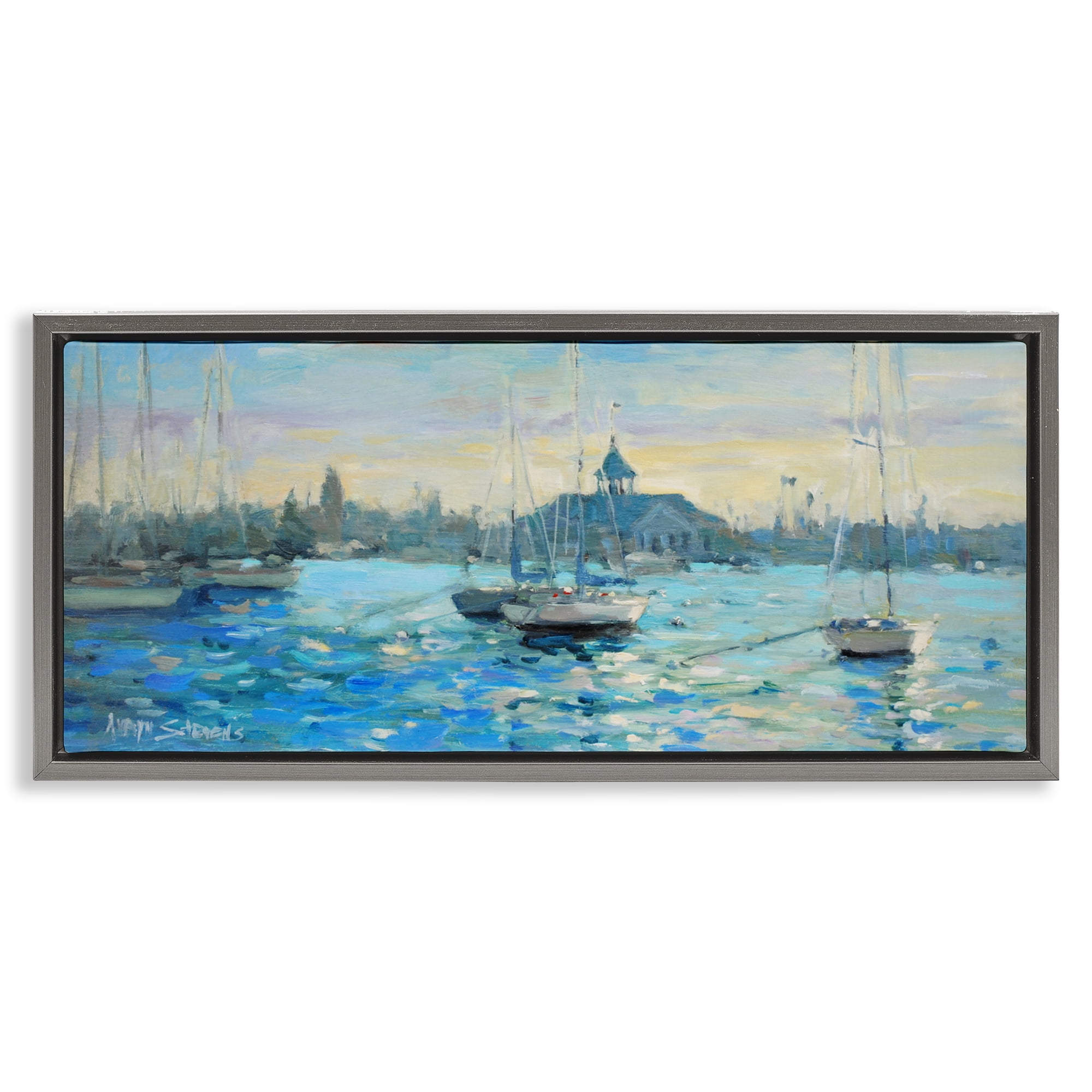 Stupell Industries Sunday On The Water Gray Framed Floater Canvas Wall Art, design by Allayn Stevens