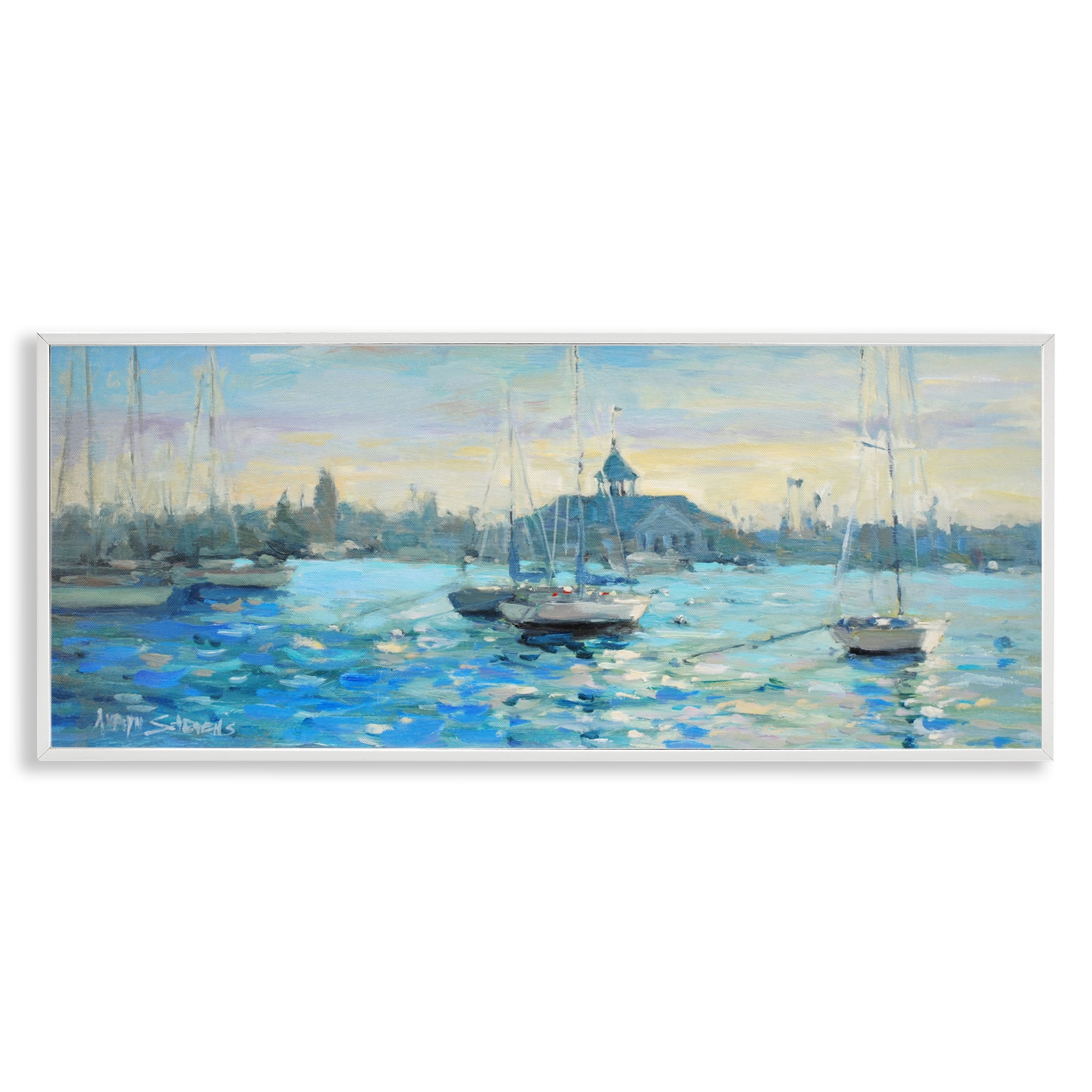 Stupell Industries Sunday On The Water White Framed Giclee Art, design by Allayn Stevens