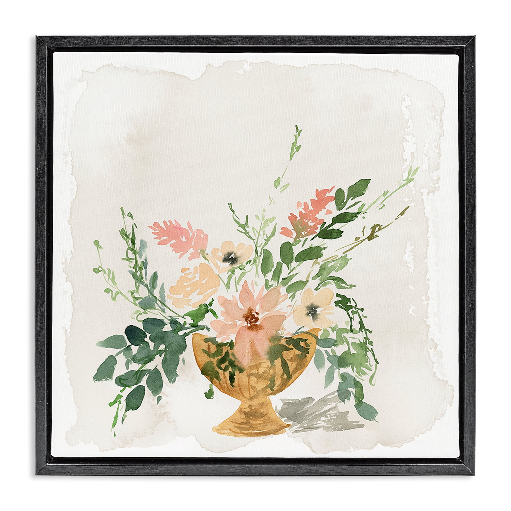 Stupell Industries Sunday's Best Florals Botanical & Floral Painting Black Floater Framed Art Print Wall Art, 18 x 18