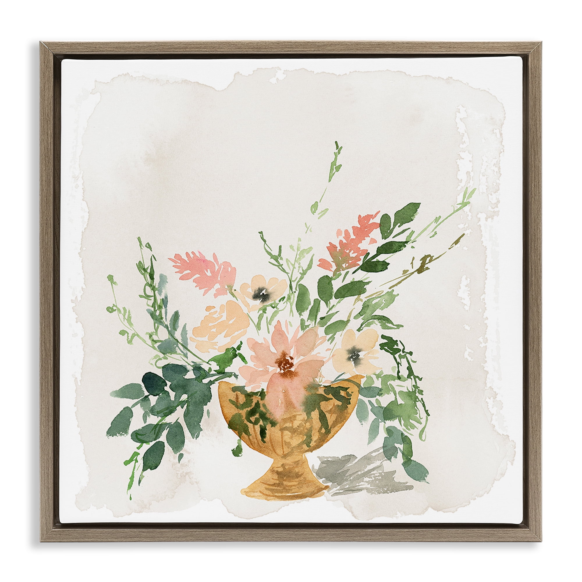Stupell Industries Sunday's Best Florals Botanical & Floral Painting Brown Floater Framed Art Print Wall Art, 25 x 25