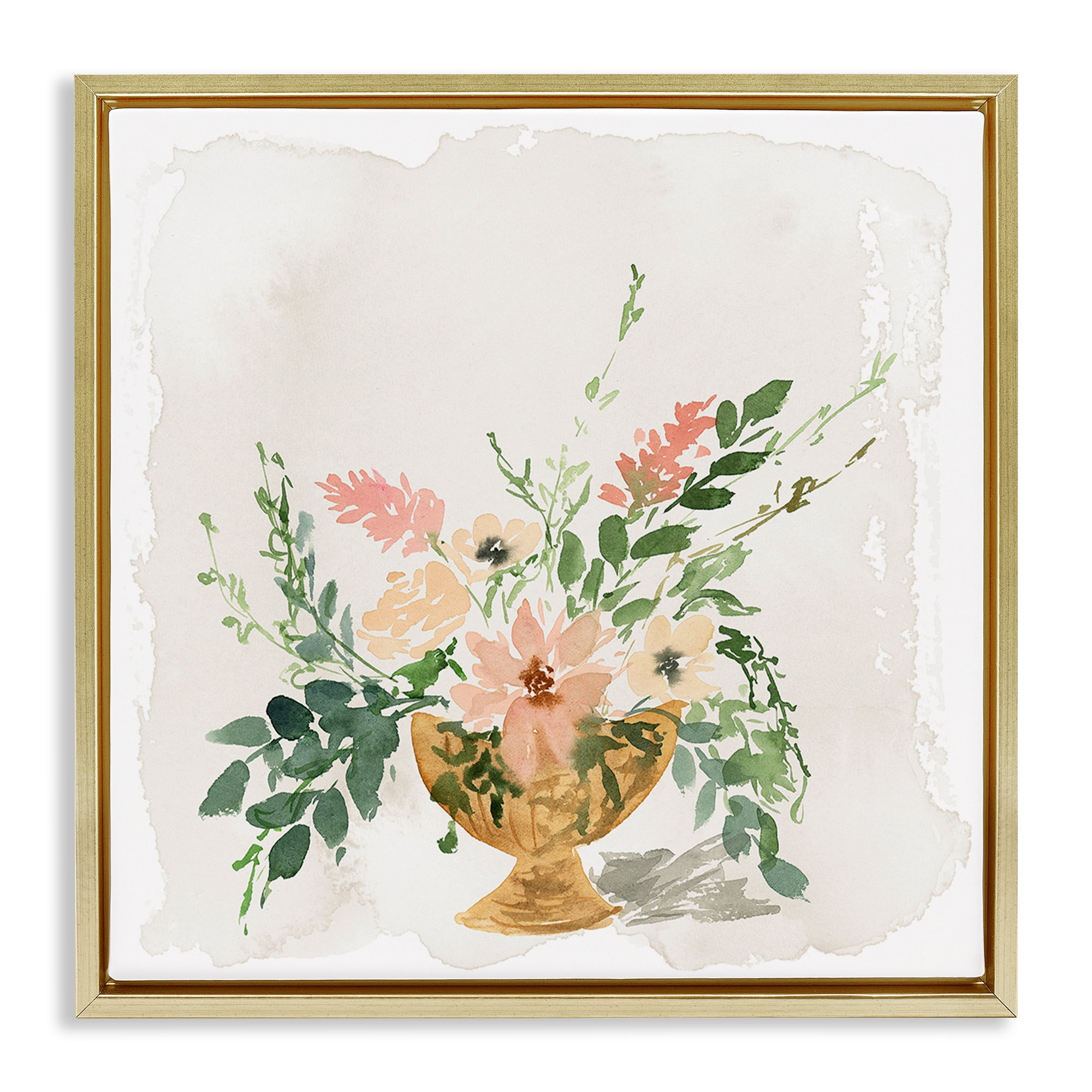 Stupell Industries Sunday's Best Florals Botanical & Floral Painting Gold Floater Framed Art Print Wall Art, 18 x 18