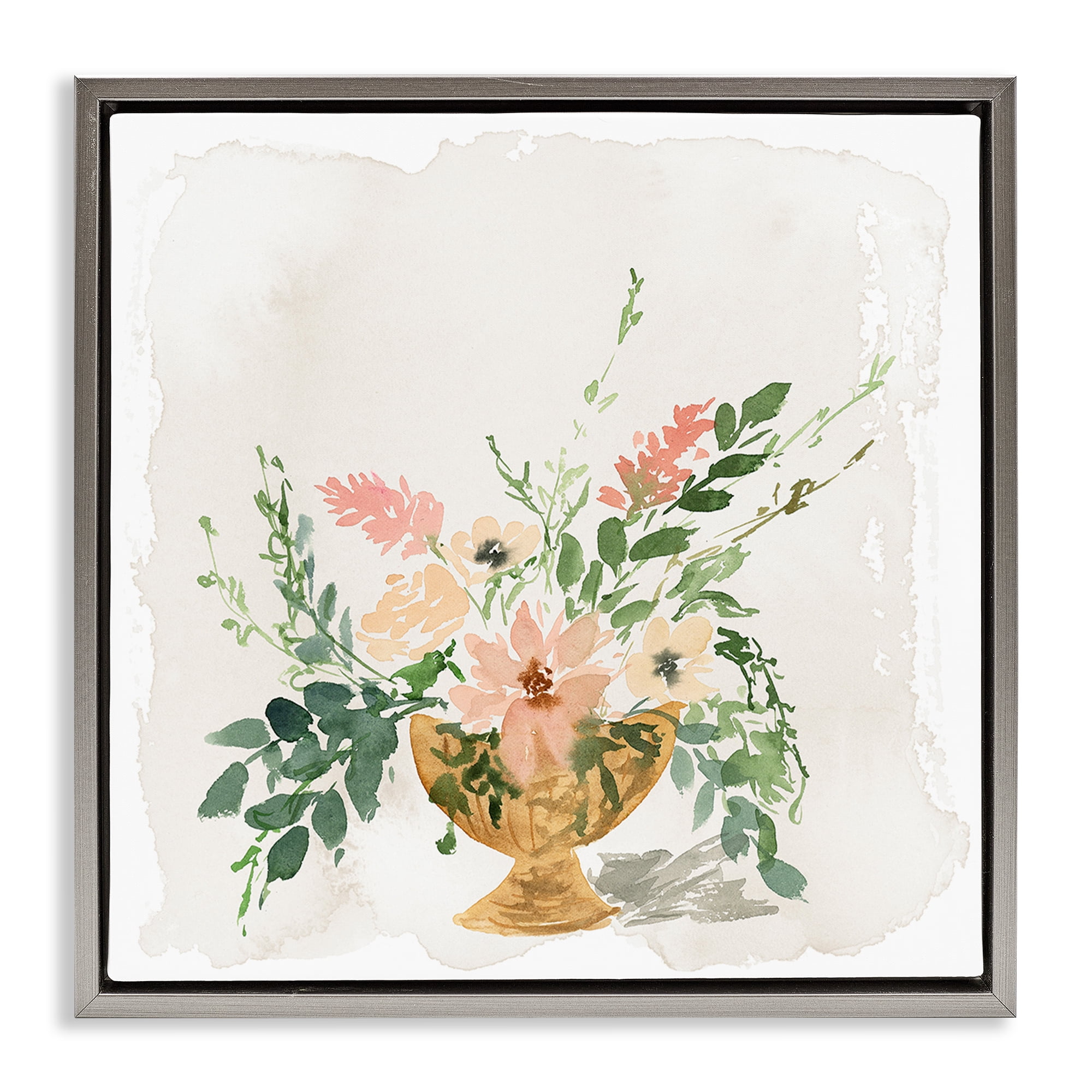 Stupell Industries Sunday's Best Florals Botanical & Floral Painting Gray Floater Framed Art Print Wall Art, 18 x 18