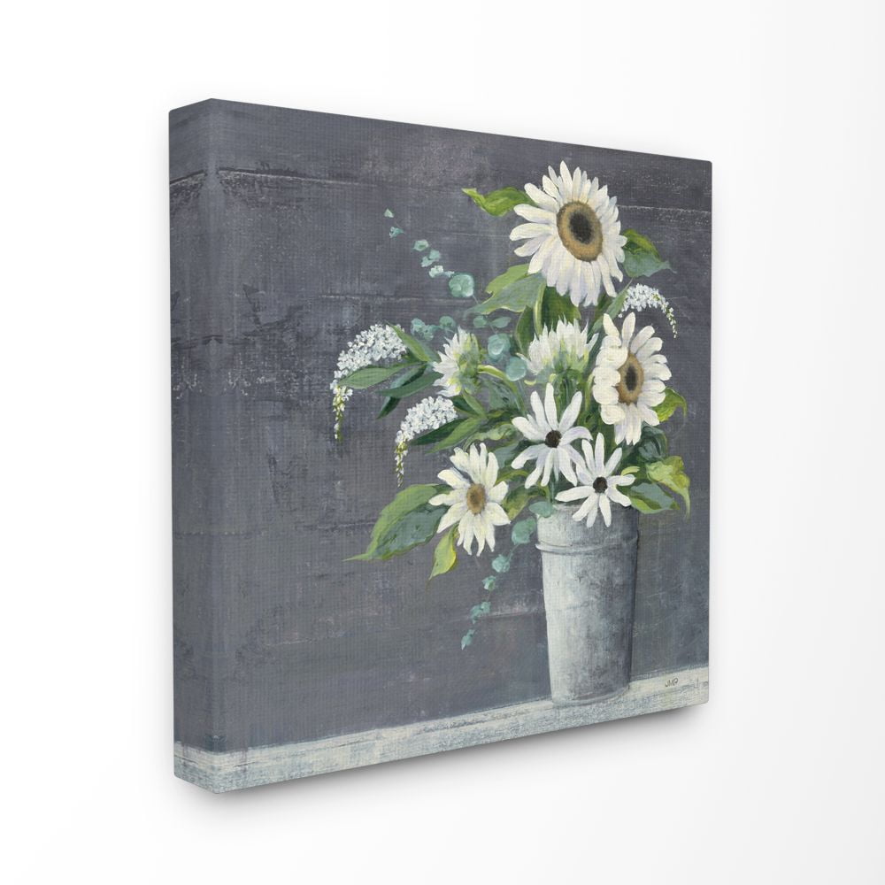 Stupell Industries Sunflower And Flowers Green Blue Painting Canvas Wall Art by Julia Purinton