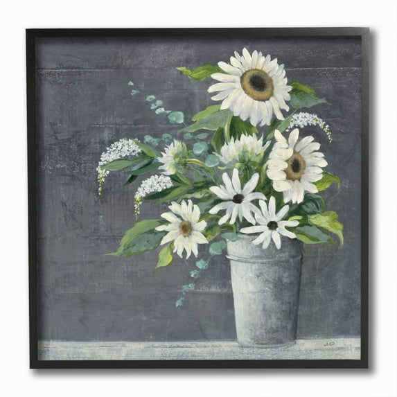 Stupell Industries Sunflower And Flowers Green Blue Painting Framed Giclee Texturized Art by Julia Purinton