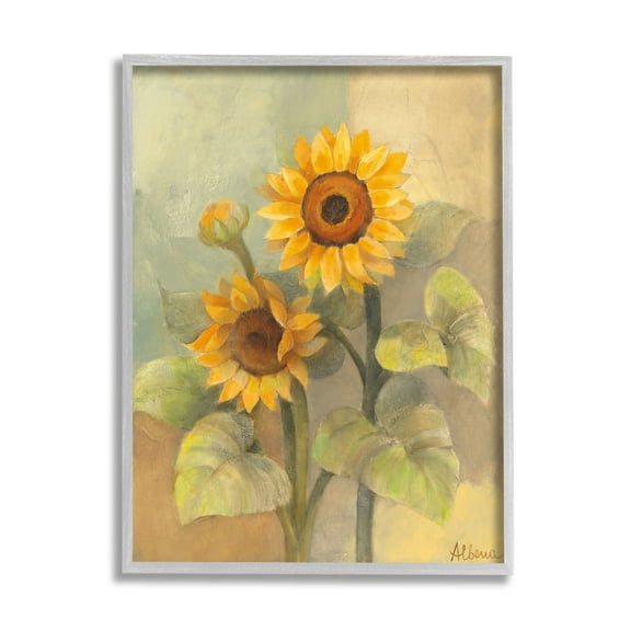 Stupell Industries Sunflower Bloom Soft Yellow Summer Petals Gray Framed by Albena Hristova