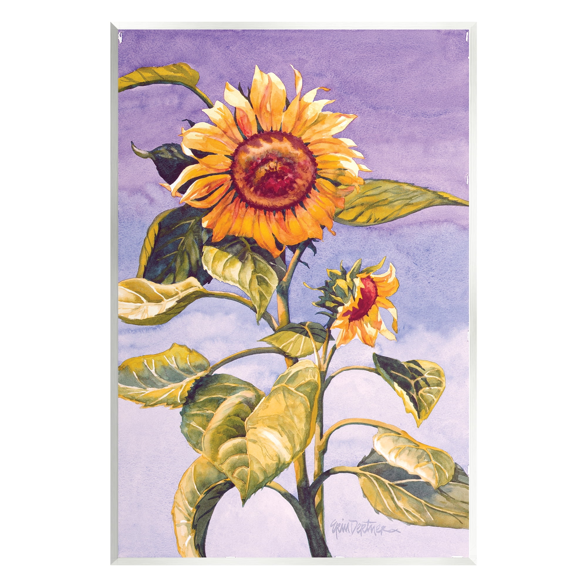 Stupell Industries Sunflower Blooming Purple Sky Botanical & Floral Painting Unframed Art Print Wall Art
