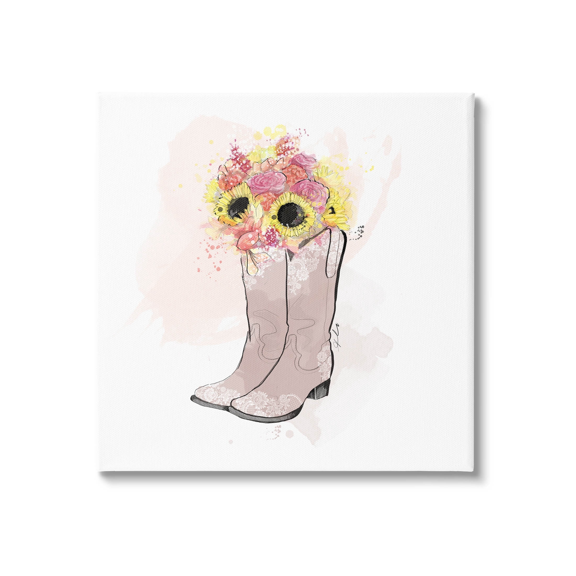 Stupell Industries Sunflower Bouquet Cowboy Boots Graphic Art Gallery Wrapped Canvas Print Wall Art, Design by Alison Petrie