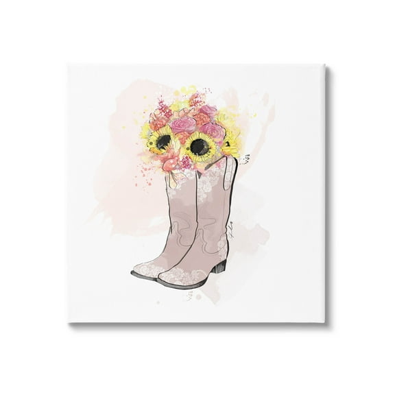 Stupell Industries Sunflower Bouquet Cowboy Boots Graphic Art Gallery Wrapped Canvas Print Wall Art, Design by Alison Petrie