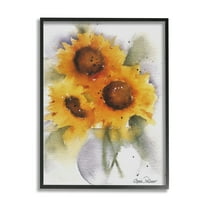 Stupell Industries Sunflower Bouquet Watercolor Style Botanical & Floral Painting Black Framed Art Print Wall Art