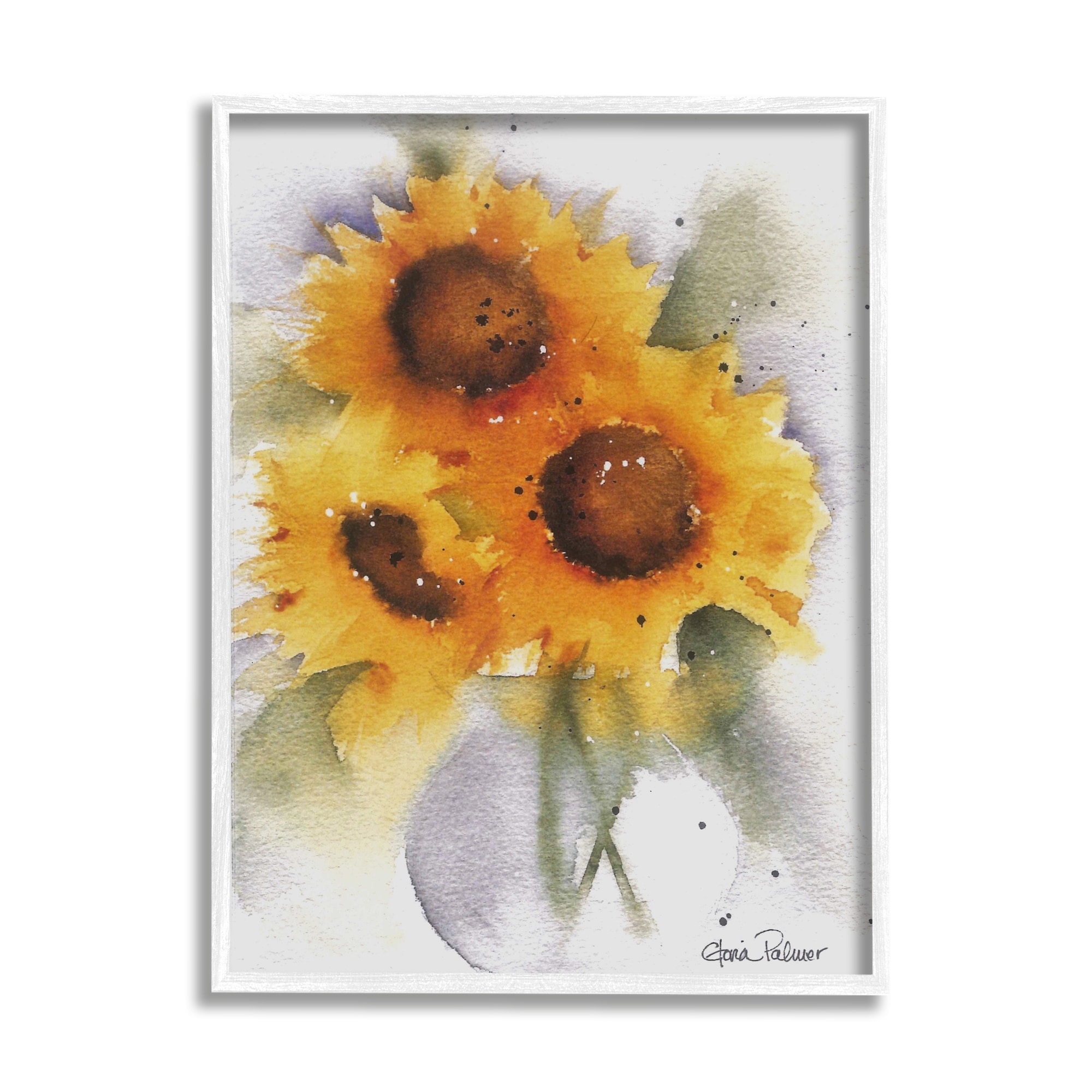Stupell Industries Sunflower Bouquet Watercolor Style Botanical & Floral Painting White Framed Art Print Wall Art