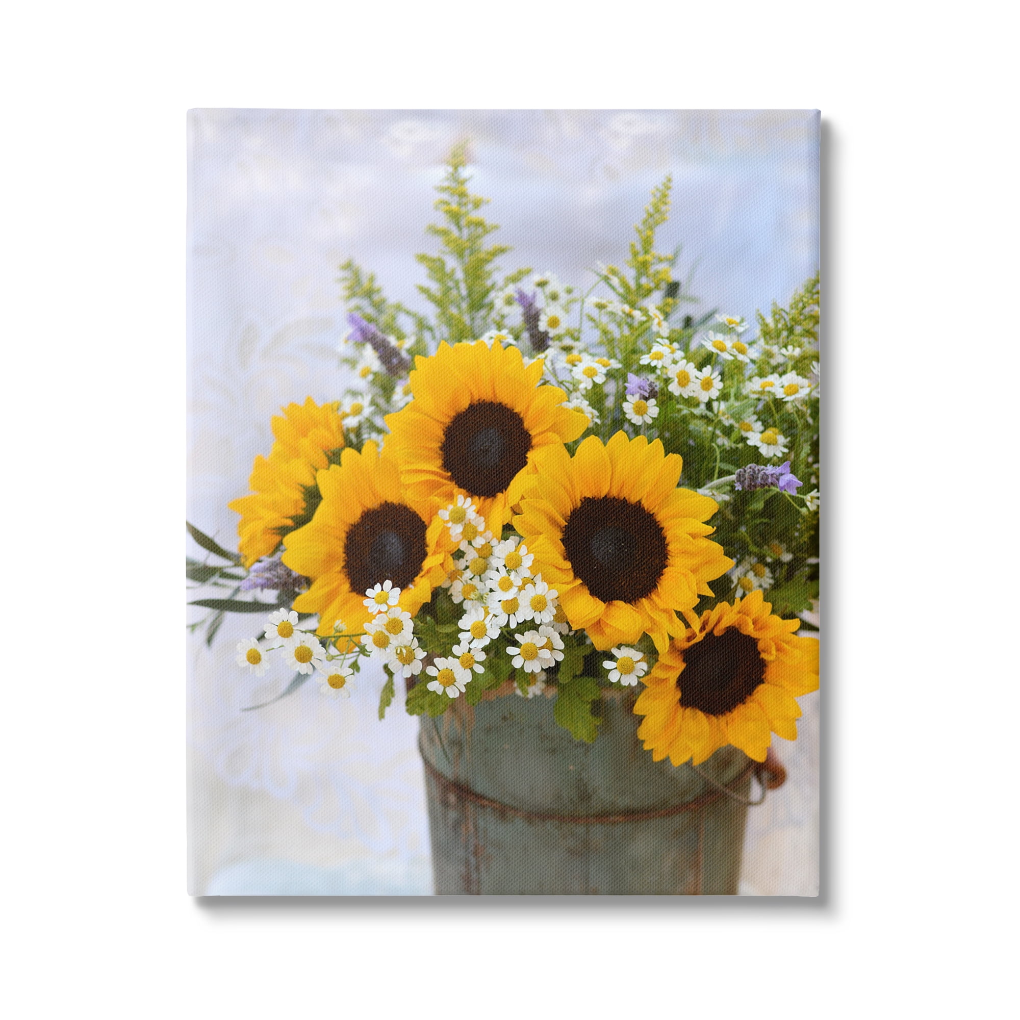 Stupell Industries Sunflower Bouquet in Tin Botanical & Floral Photography Gallery Wrapped Canvas Art Print Wall Art, 24 x 30