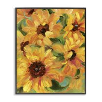 Stupell Industries Sunflower Bunches Pattern Botanical & Floral Painting Black Framed Art Print Wall Art, 11 x 14