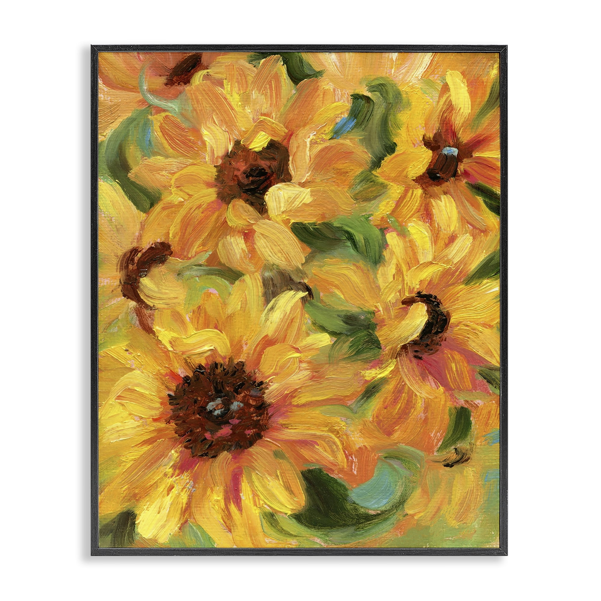Stupell Industries Sunflower Bunches Pattern Botanical & Floral Painting Black Framed Art Print Wall Art, 16 x 20
