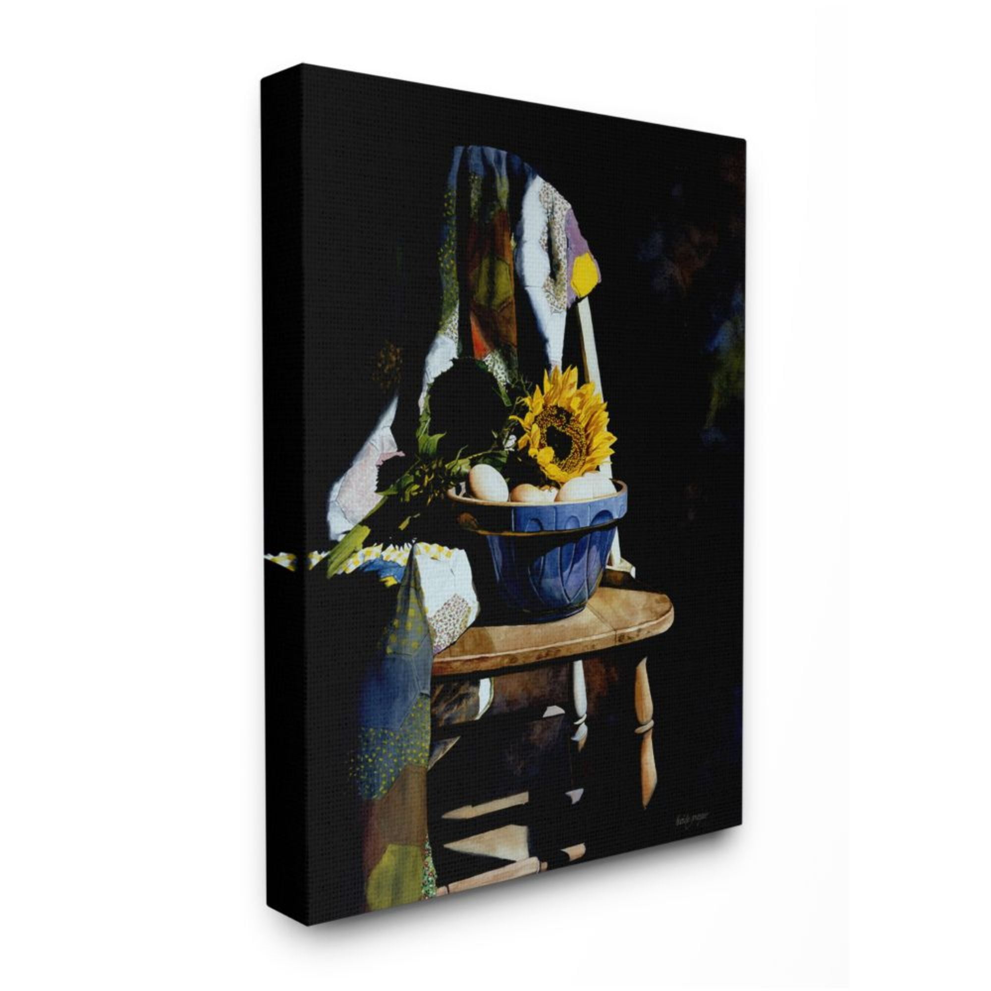 Stupell Industries Sunflower Country Chair Dark Still Life Painting Design by Heide Presse, 16" x 20"
