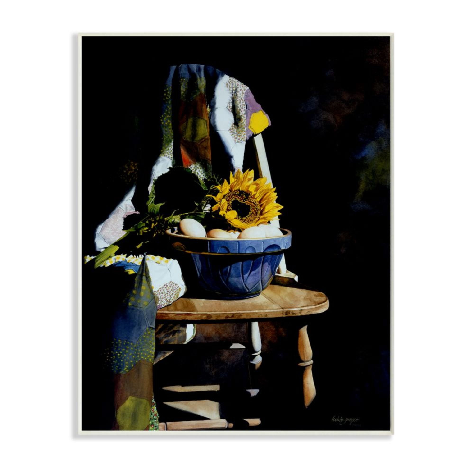 Stupell Industries Sunflower Country Chair Dark Still Life Painting Design by Heide Presse