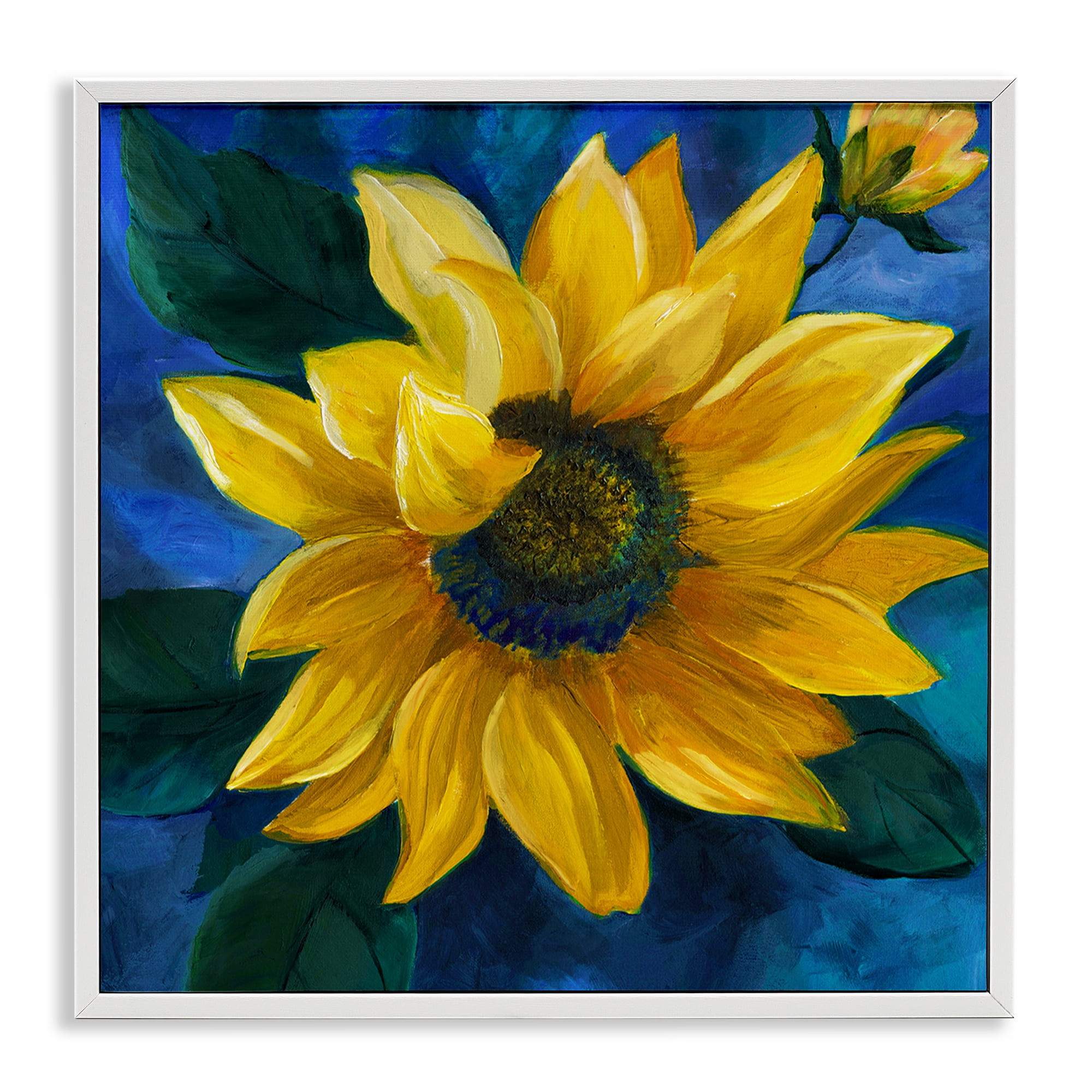 Stupell Industries Sunflower Curling Petals Plants & Flowers Painting White Framed Art Print Wall Art, 12 x 12