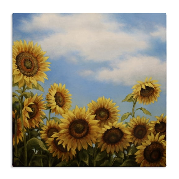 Stupell Industries Sunflower Dance Field Painting Floral Painting Wrapped Canvas Canvas Art Print Wall Art, 17 x 17