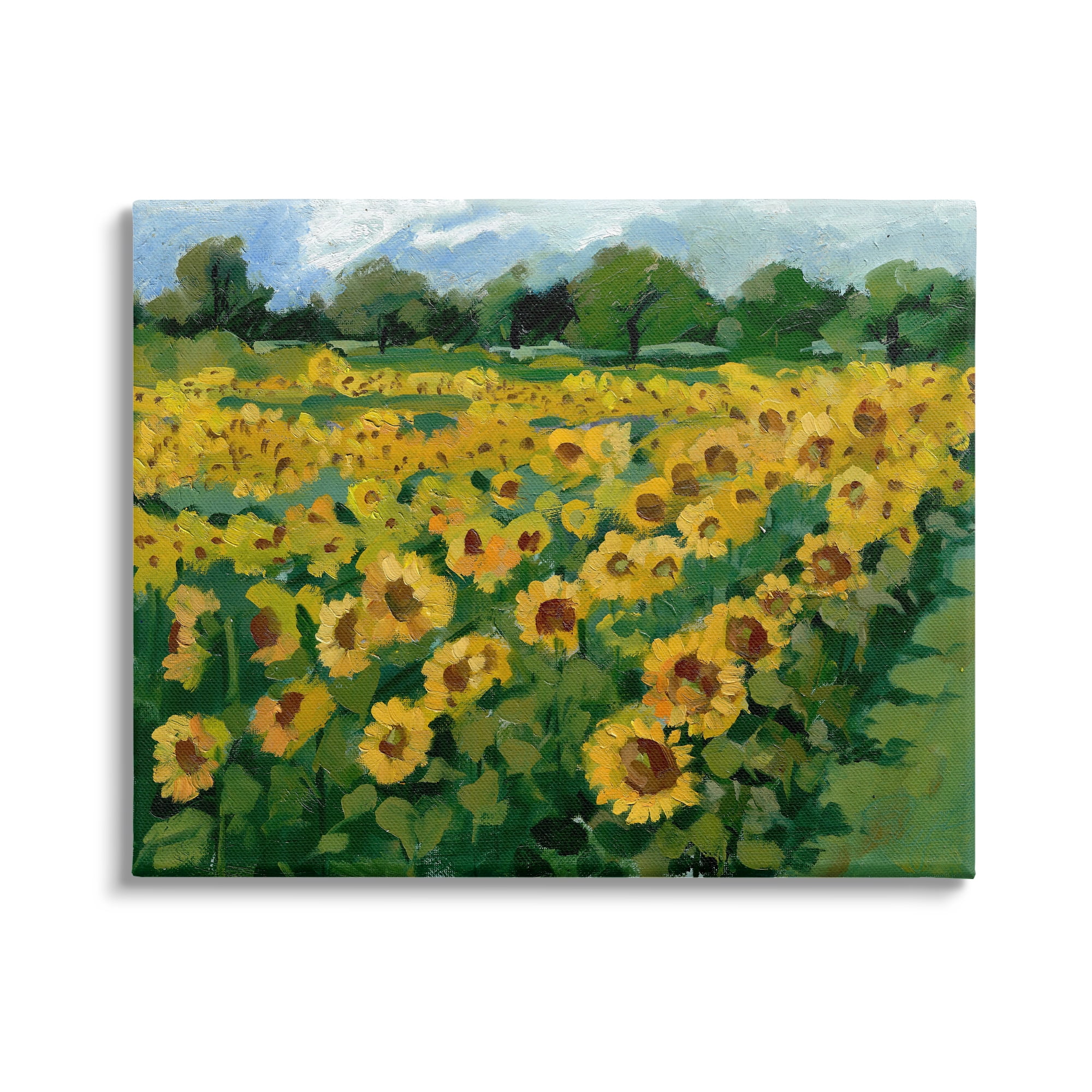 Stupell Industries Sunflower Farm Painting Botanical & Floral Painting Gallery Wrapped Canvas Art Print Wall Art, 40 x 30