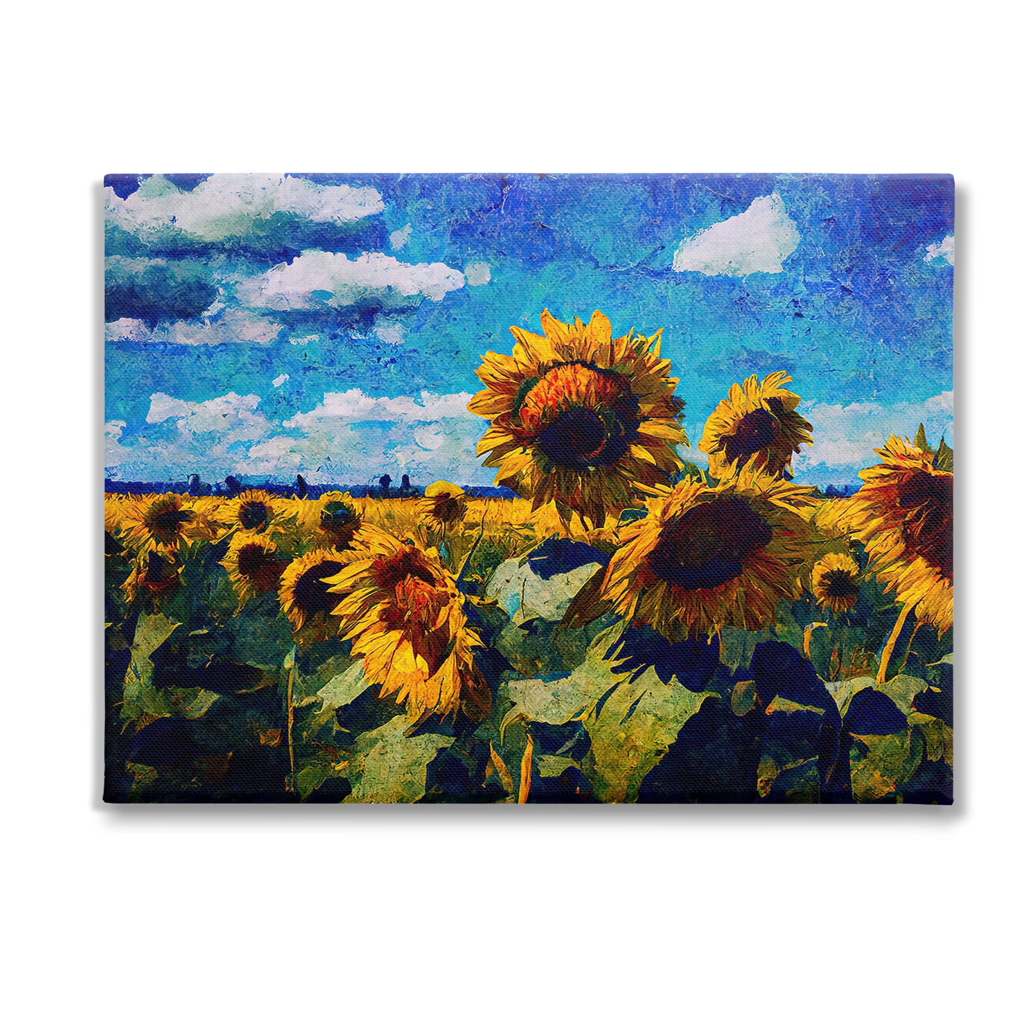 Stupell Industries Sunflower Field & Clouds Landscape Painting Gallery Wrapped Canvas Art Print Wall Art, 40 x 30