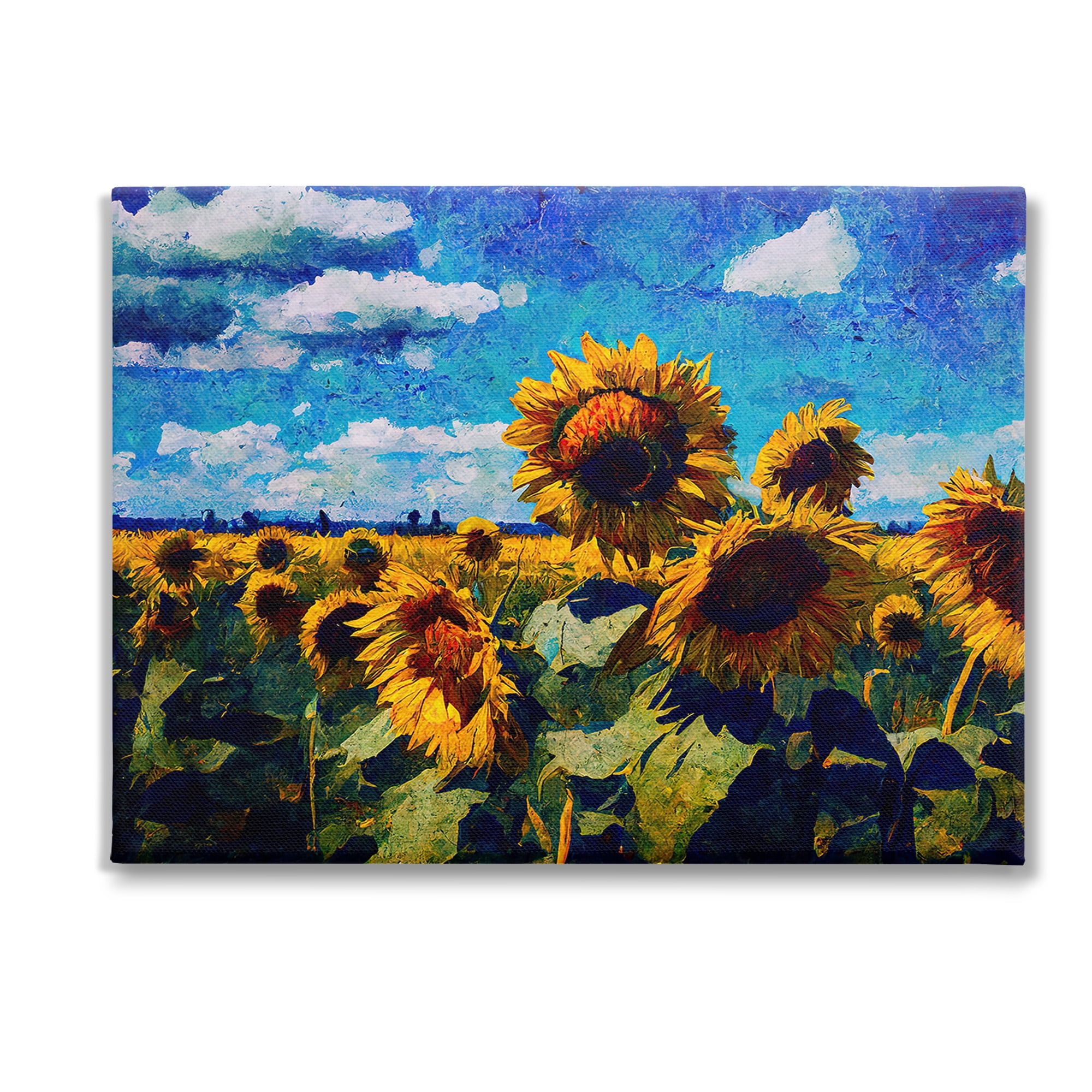 Stupell Industries Sunflower Field & Clouds Landscape Painting Gallery Wrapped Canvas Art Print Wall Art, 48 x 36