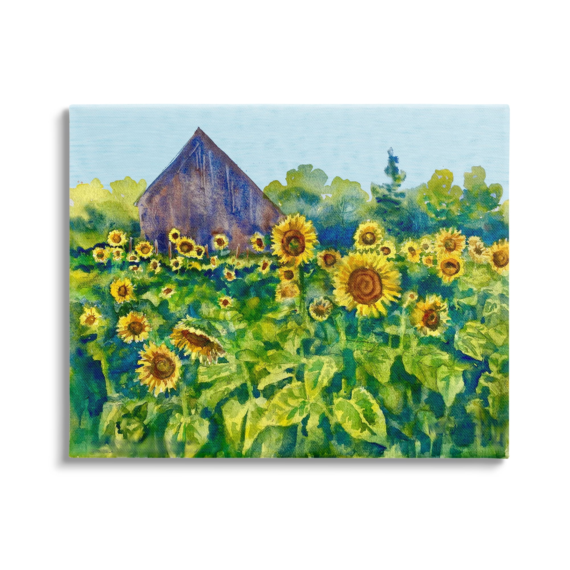 Stupell Industries Sunflower Field Painting Nature Painting Gallery Wrapped Canvas Print Wall Art, 40 x 30