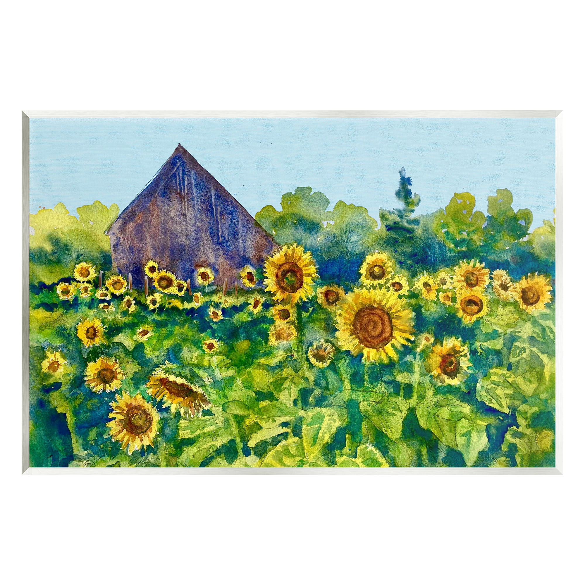 Stupell Industries Sunflower Field Painting Nature Painting Unframed Art Print Wall Art, 19 x 13