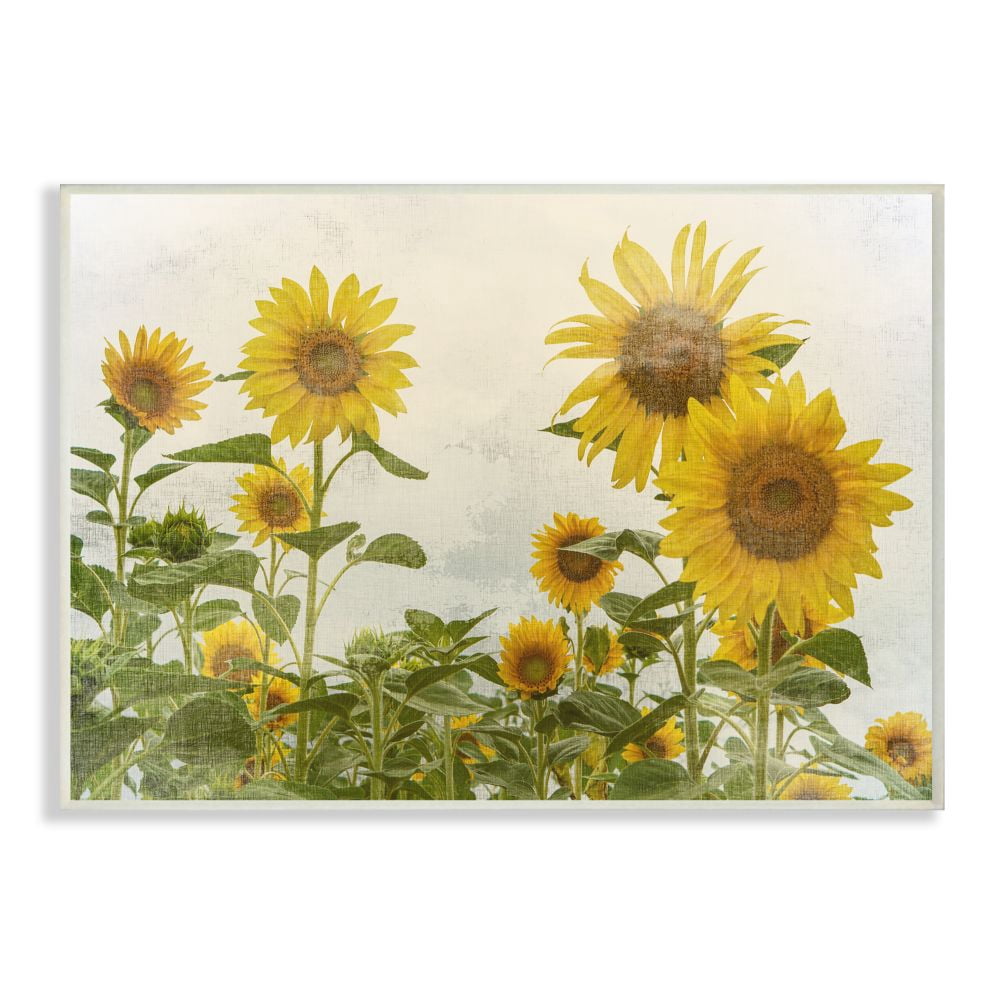 Stupell Industries Sunflower Garden Farm Burlap Textured Design Wall Plaque by Ann Bailey, 10" x 15", Wall Plaque