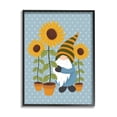 thumbnail image 1 of Stupell Industries Sunflower Garden Gnome Striped Hat Blue Polka Dots, 16 x 20, Designed by Lisa Whitebutton, 1 of 7