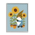 thumbnail image 1 of Stupell Industries Sunflower Garden Gnome Striped Hat Blue Polka Dots Country Painting Gray Framed Art Print Wall Art, 16 x 20, Design by Lisa Whitebutton, 1 of 7