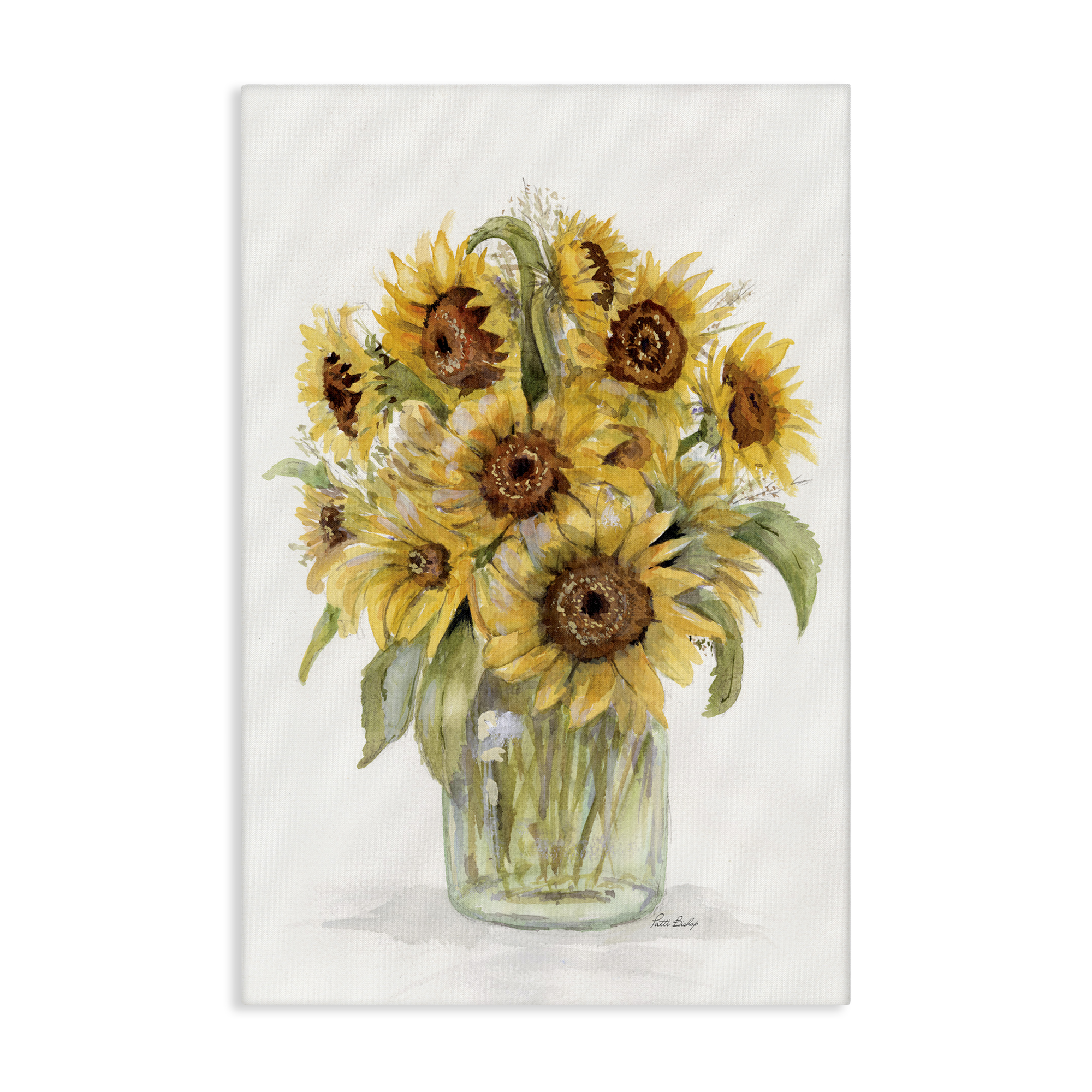 Stupell Industries Sunflower Jar Bouquet Botanical & Floral Painting Gallery Wrapped Canvas Art Print Wall Art, 24 x 36