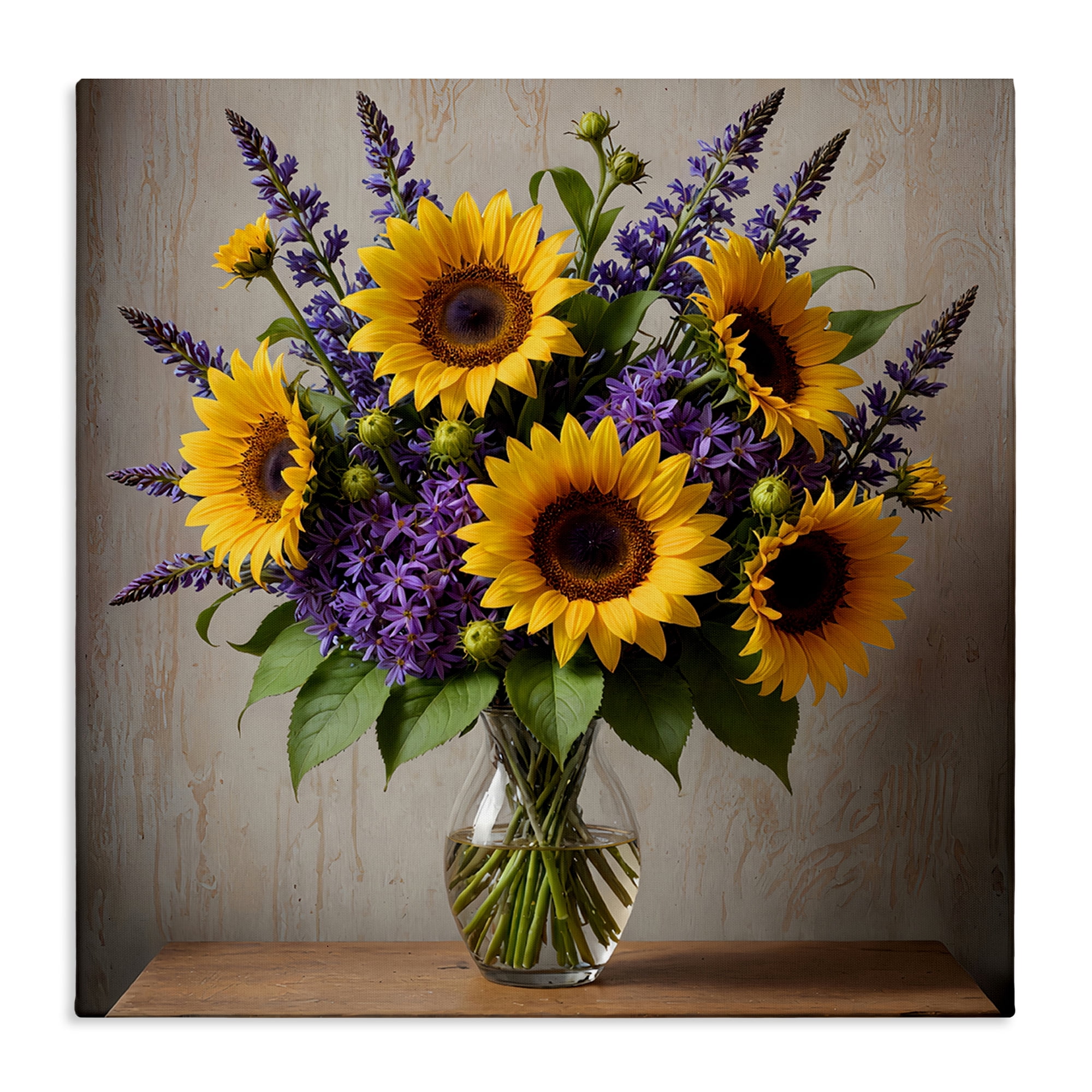 Stupell Industries Sunflower & Lavender Bouquet Plants & Flowers Painting Wrapped Canvas Art Print Wall Art, 24 x 24
