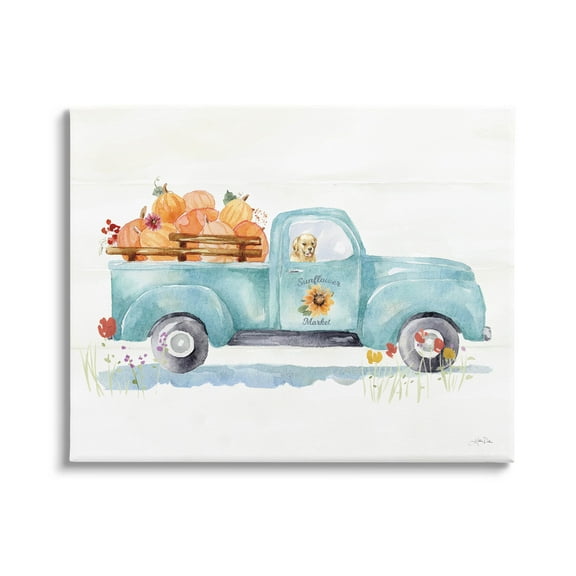Stupell Industries Sunflower Market Pumpkin Truck Graphic Art Gallery Wrapped Canvas Print Wall Art, Design by Katrina Pete