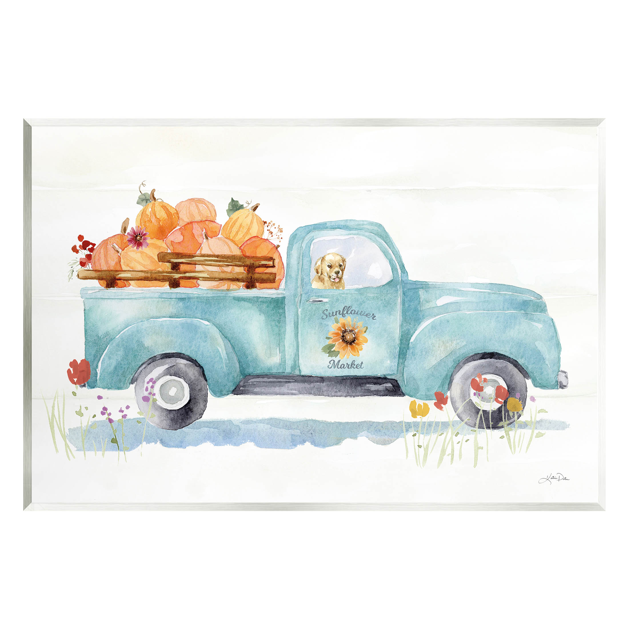Stupell Industries Sunflower Market Pumpkin Truck Graphic Art Unframed Art Print Wall Art, Design by Katrina Pete