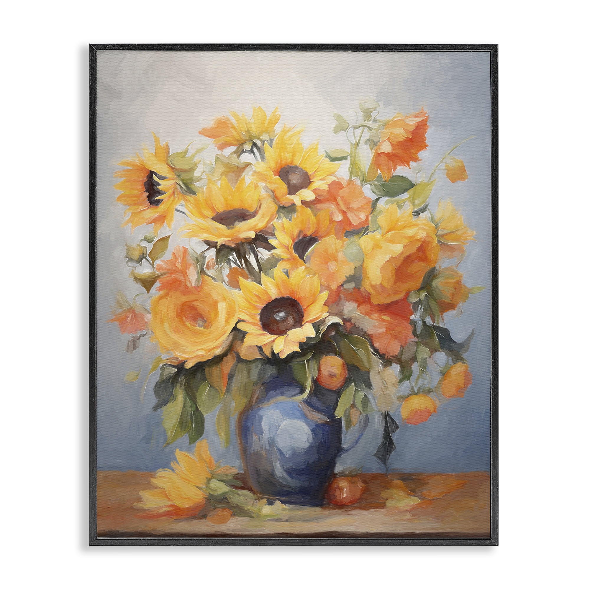 Stupell Industries Sunflower Medley Vase Botanical & Floral Painting Black Framed Art Print Wall Art, 16 x 20