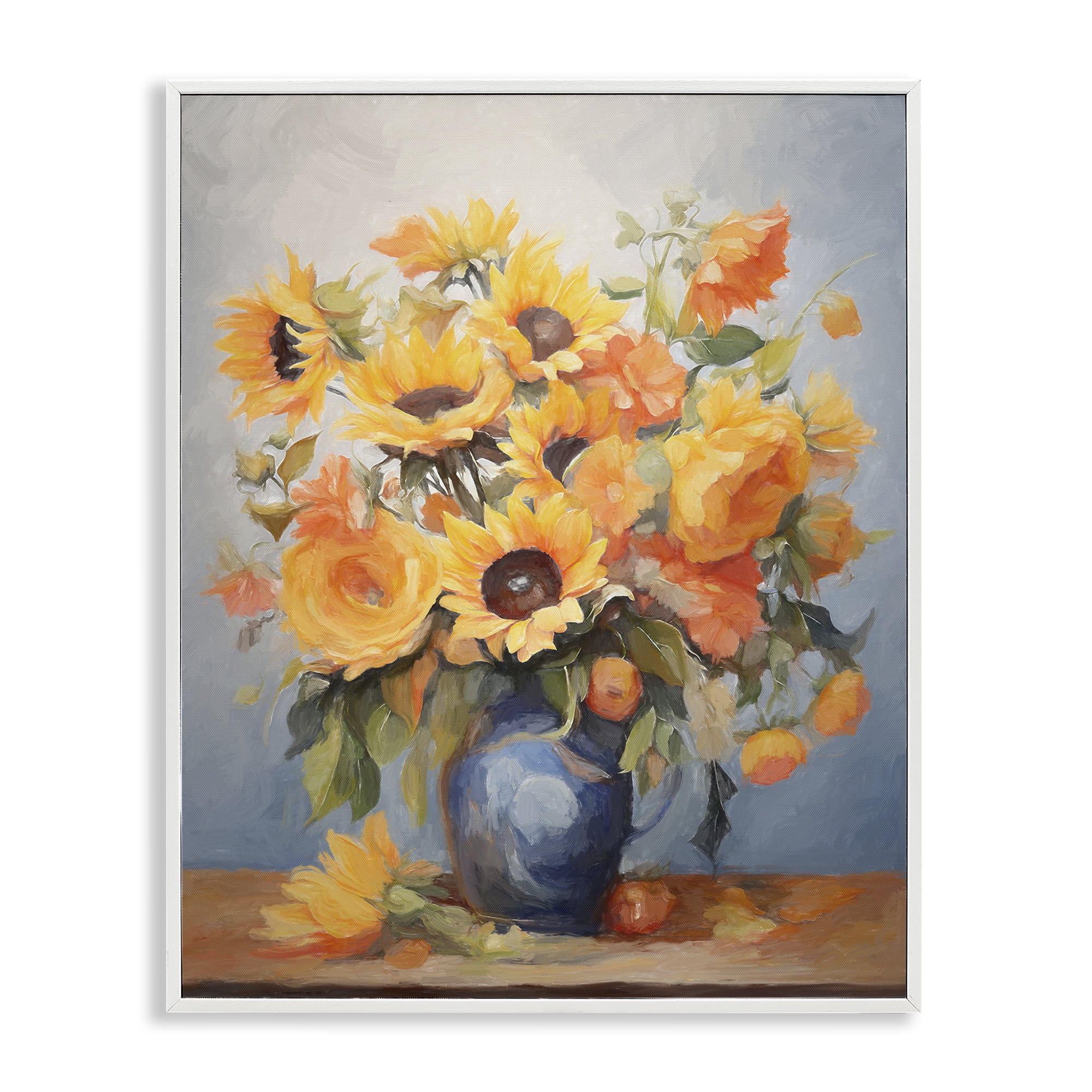 Stupell Industries Sunflower Medley Vase Botanical & Floral Painting White Framed Art Print Wall Art, 24 x 30