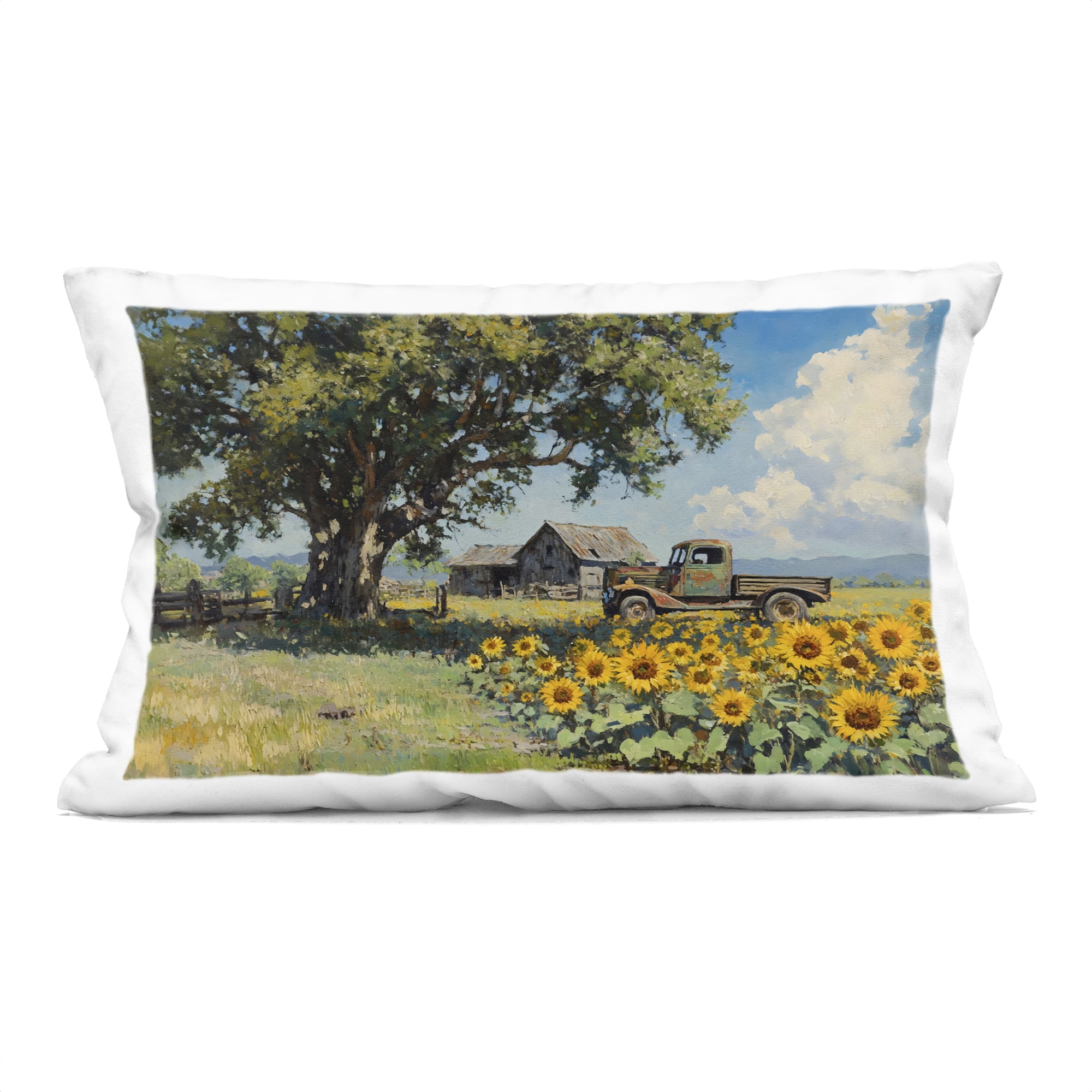 Stupell Industries Sunflower Pickup by Old Barn Decorative Printed Throw Pillow, design by Franklyn Gregory, 14 x 7 x 20