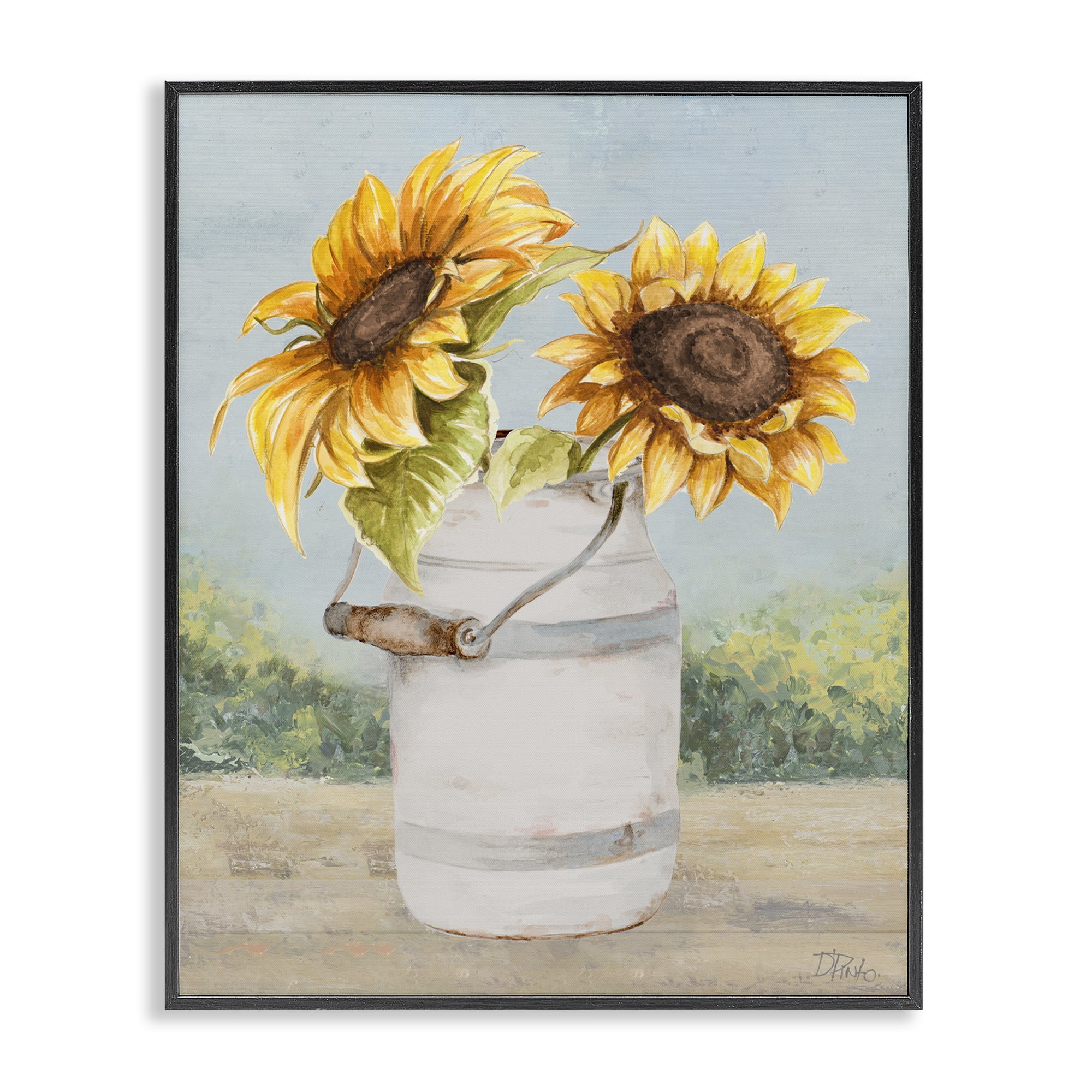 Stupell Industries Sunflower Pitcher in Country Black Framed Giclee Art, design by Patricia Pinto