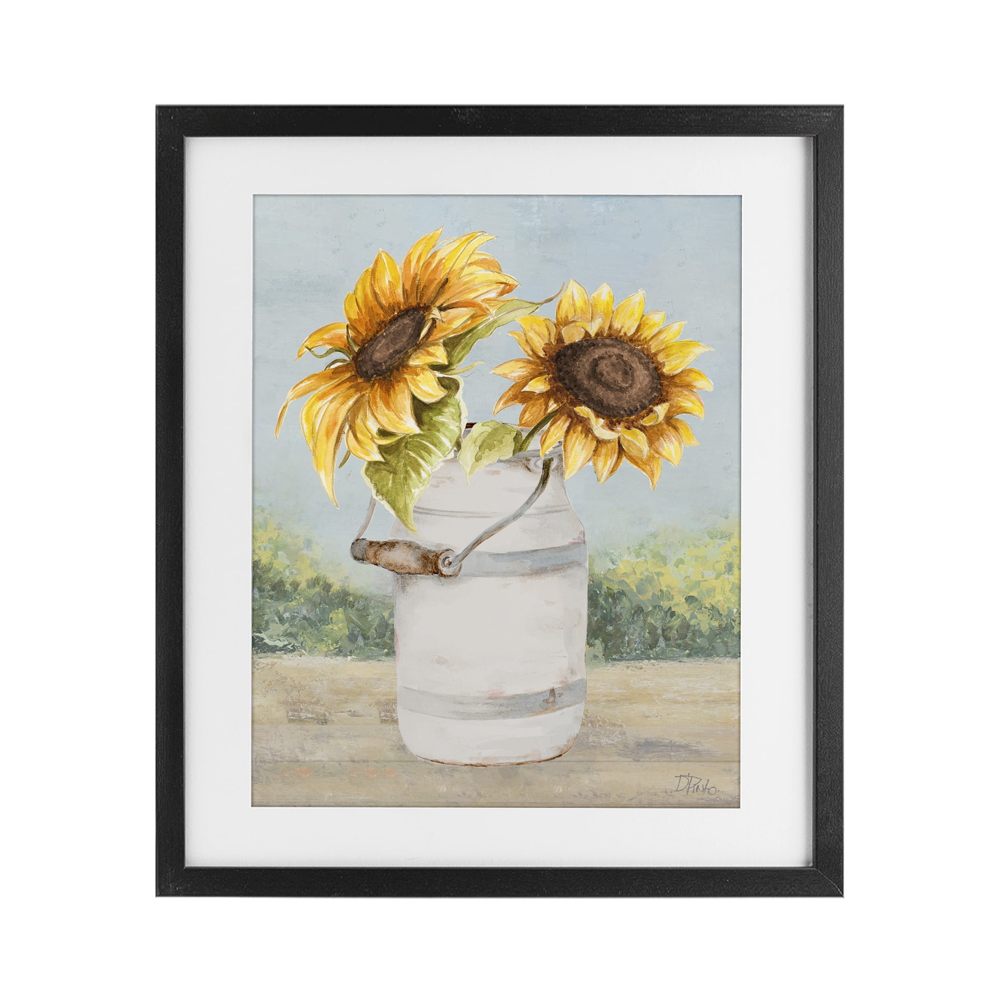Stupell Industries Sunflower Pitcher in Country Black Framed Print Under Glass, design by Patricia Pinto