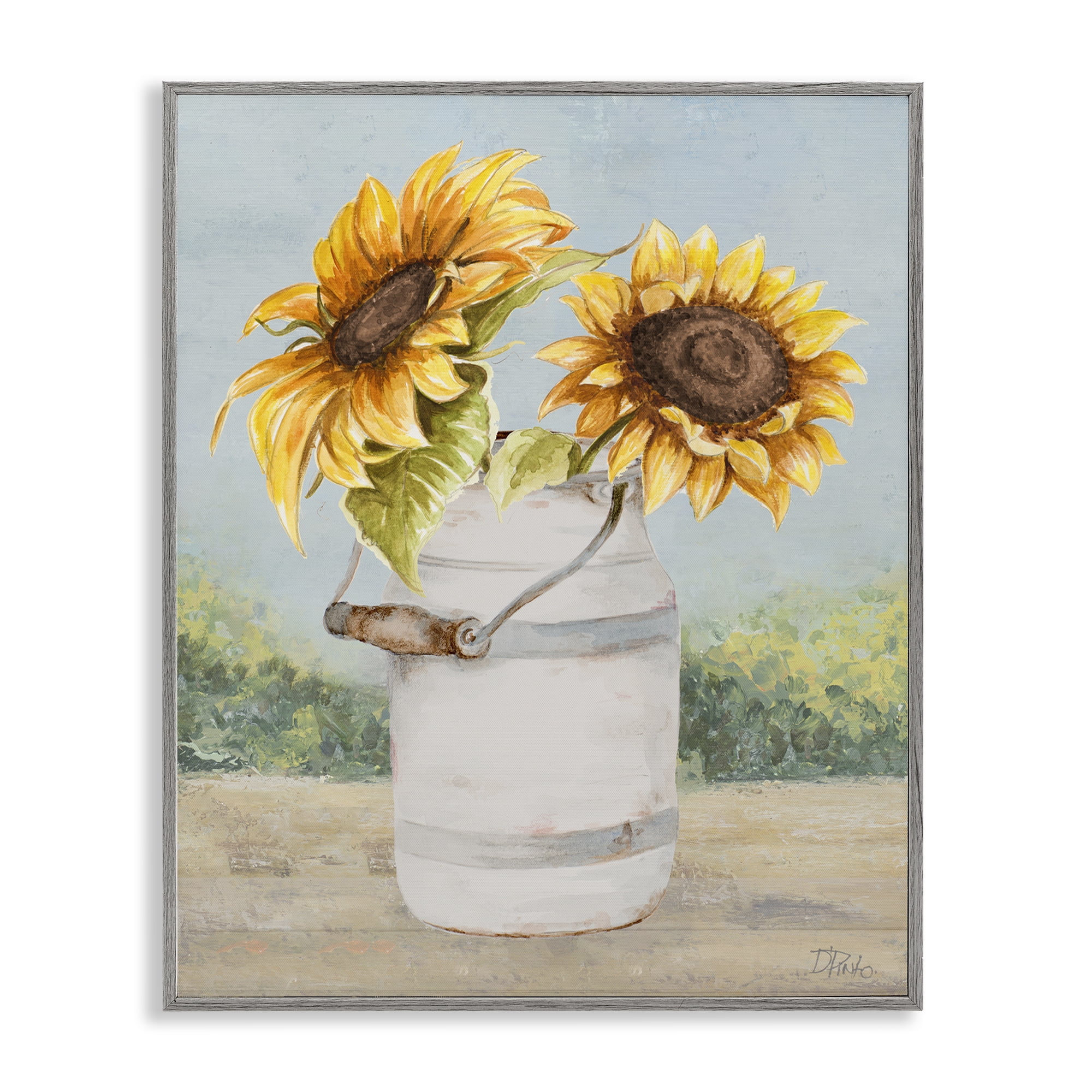 Stupell Industries Sunflower Pitcher in Country Gray Framed Giclee Art, design by Patricia Pinto