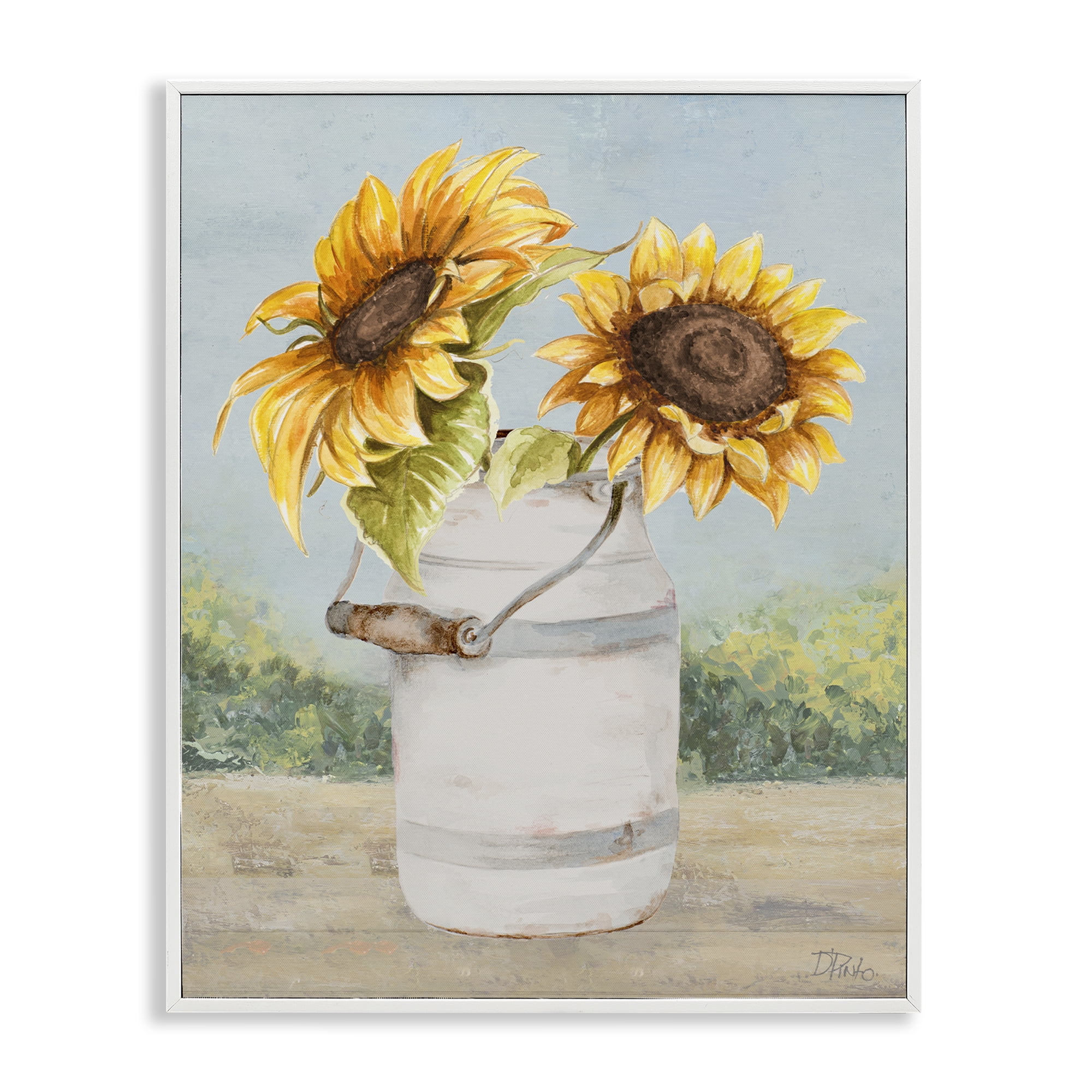 Stupell Industries Sunflower Pitcher in Country White Framed Giclee Art, design by Patricia Pinto