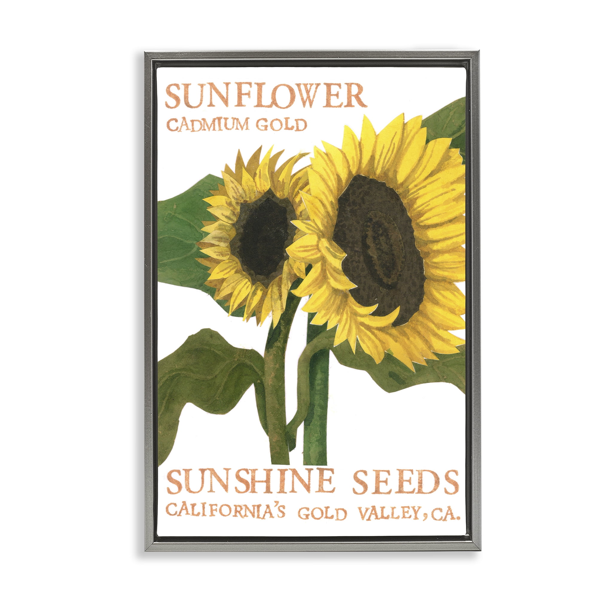Stupell Industries Sunflower Seeds Design Typography Painting Gray Floater Framed Art Print Wall Art, 21 x 31