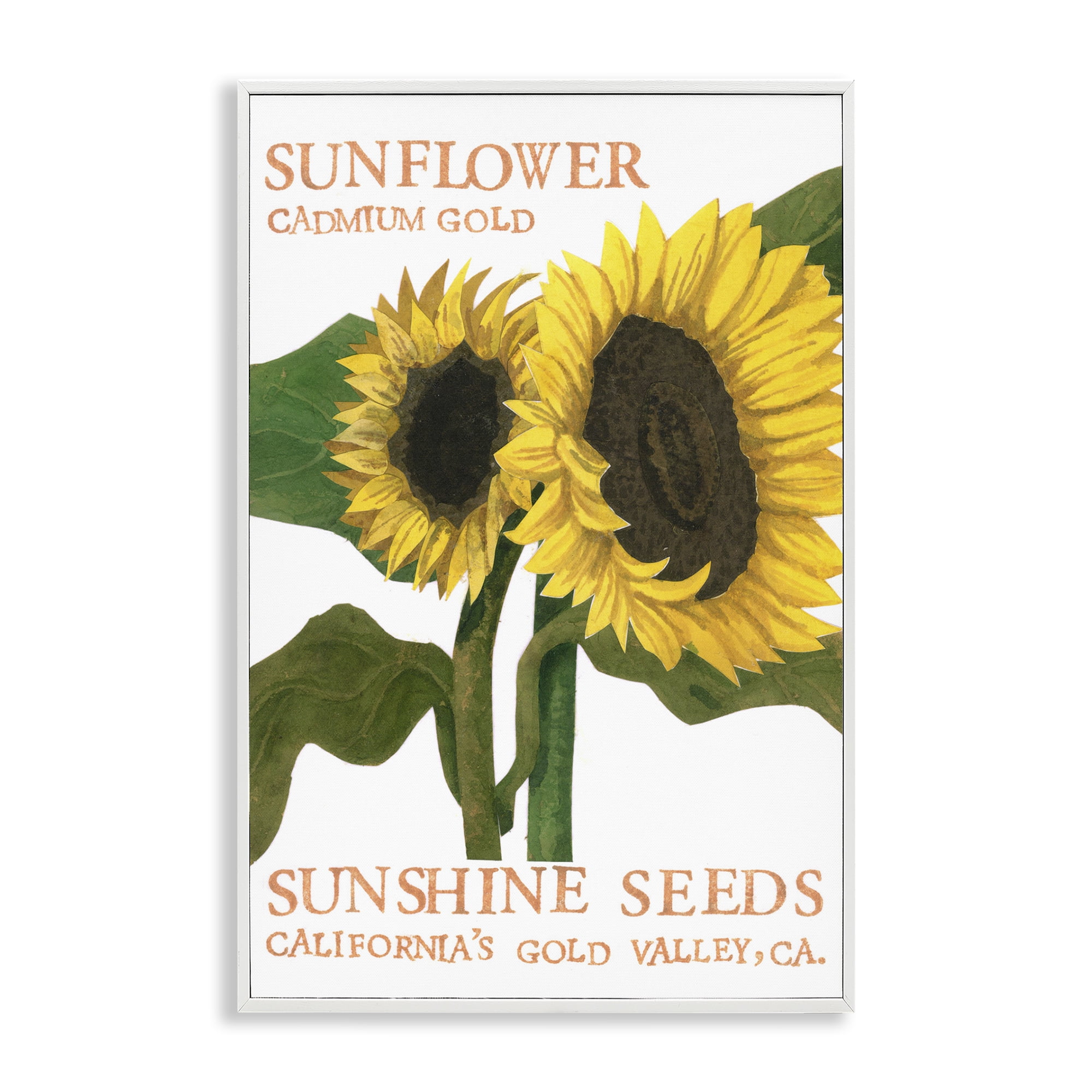 Stupell Industries Sunflower Seeds Design Typography Painting White Framed Art Print Wall Art, 16 x 24