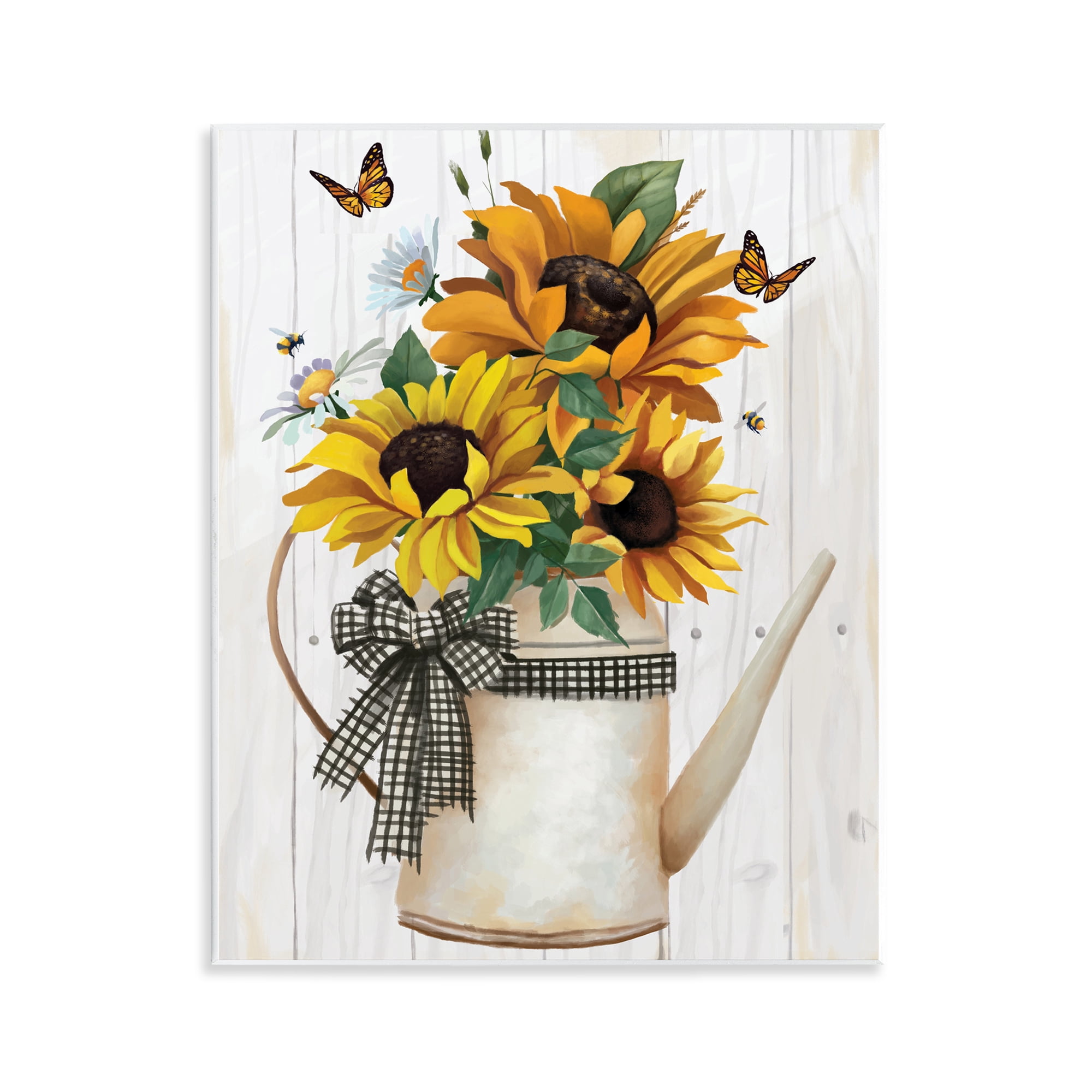 Stupell Industries Sunflower Trio in Watering Can Wall Plaque Art, design by Lucca Sheppard