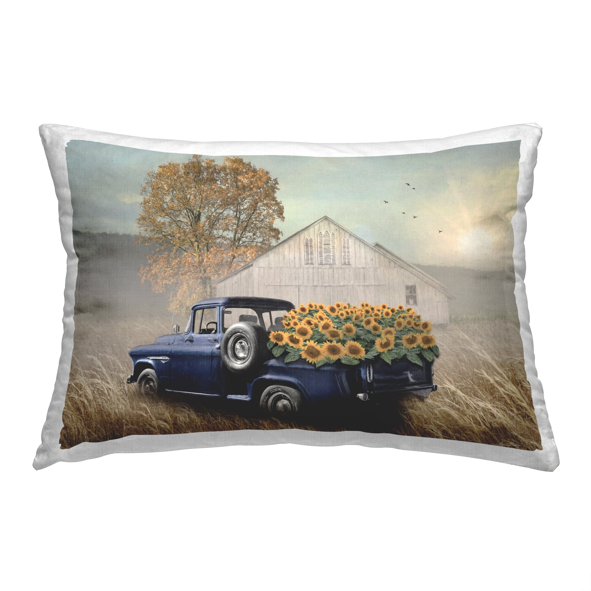 Stupell Industries Sunflower Truck Farm Decorative Printed Throw Pillow, 14 x 20