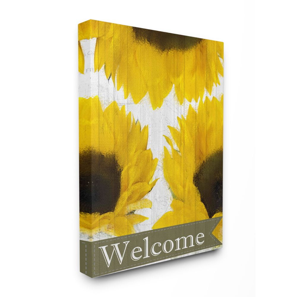 Stupell Industries Sunflower Welcome Yellow Flowers Painting Canvas Wall Art by Kimberly Allen