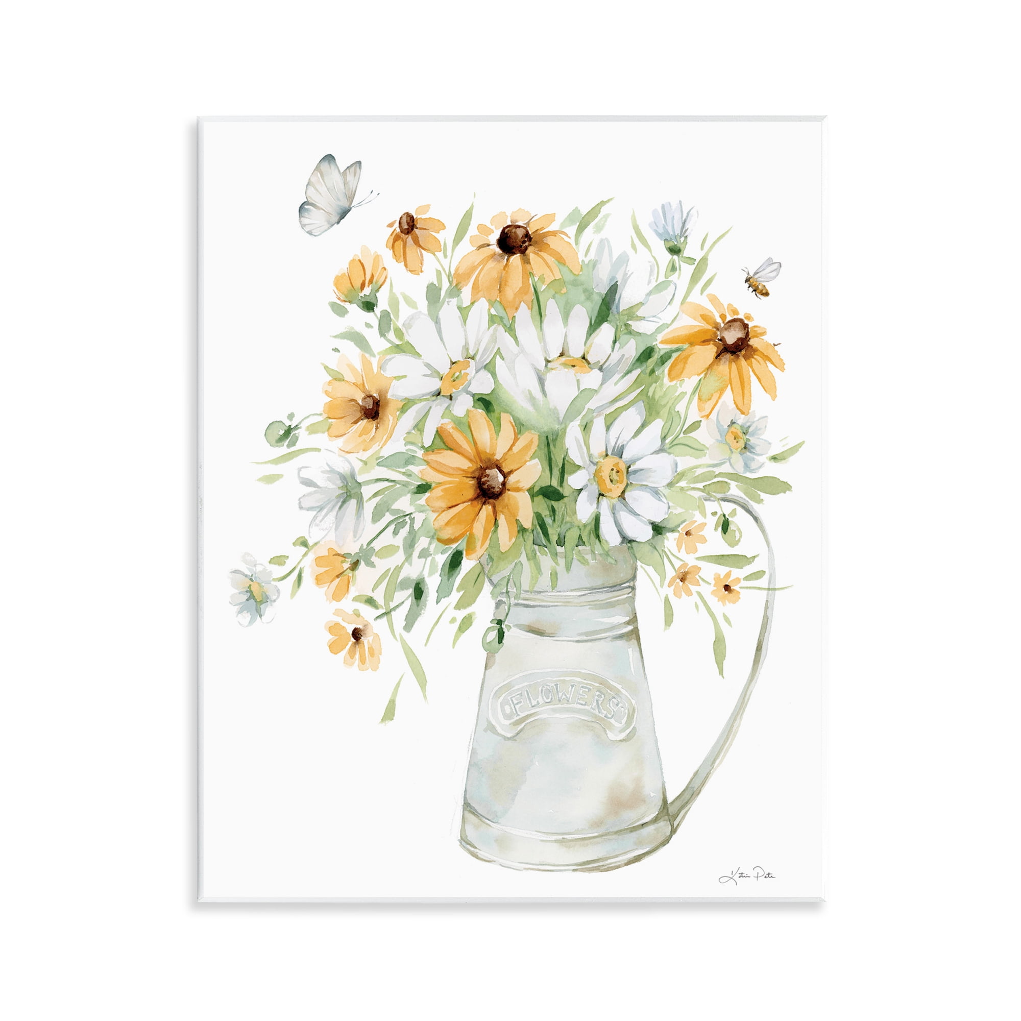 Stupell Industries Sunflowers & Daisies Vase Botanical & Floral Painting Unframed Art Print Wall Art, 11 x 14