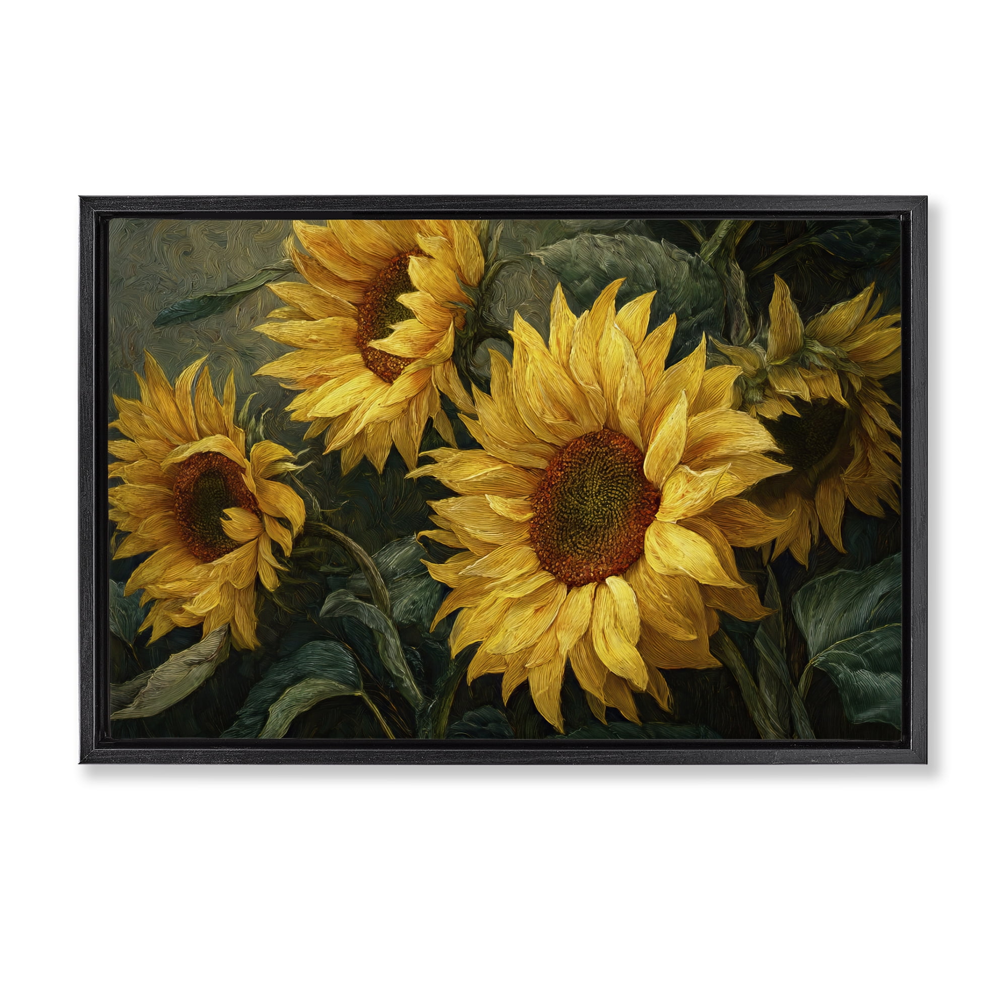 Stupell Industries Sunflowers For The Soul Black Framed Floater Canvas Wall Art, design by Tina LeCour